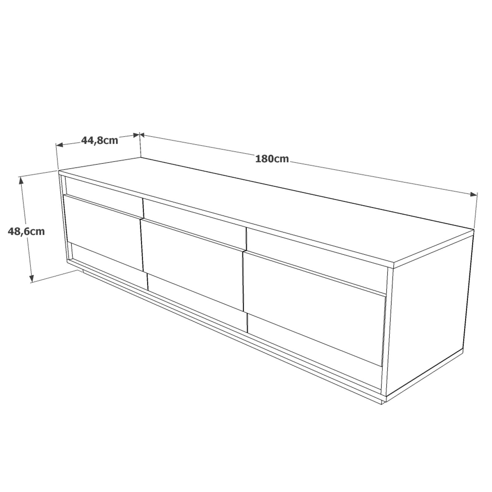 Mesa de TV Atlantic Pine Branca 180cm - Design Moderno com Acabamento Melamínico Resistente