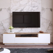 Suporte de TV moderno, pinho atlântico e branco, 180 cm x 44,6 cm x 44,5 cm | Painel de partículas 100% revestido de melamina, 18 mm de espessura | Design elegante e funcional para salas de estar