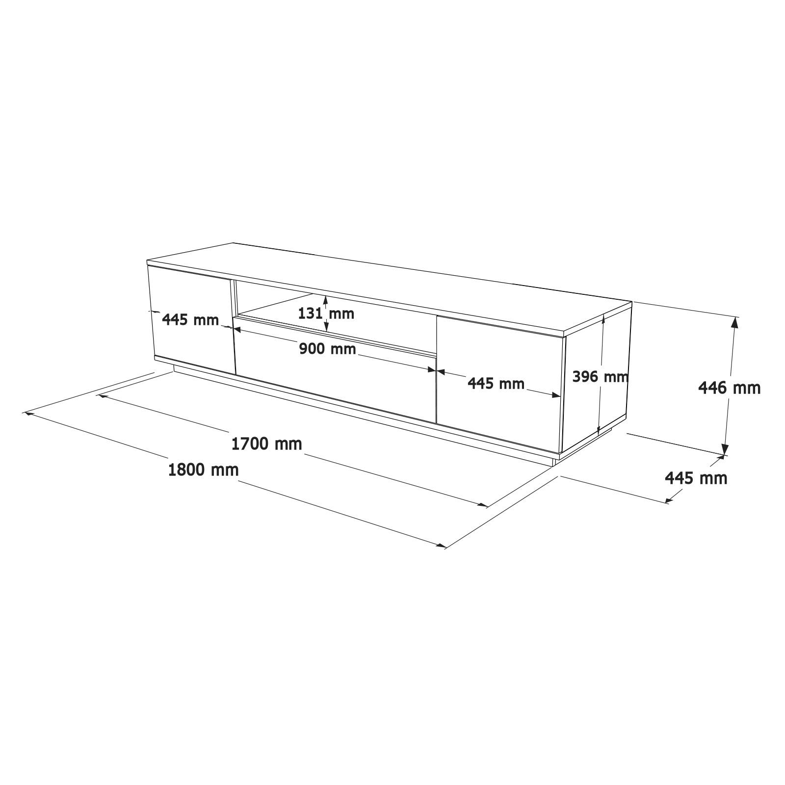 Suporte de TV moderno, pinho atlântico e branco, 180 cm x 44,6 cm x 44,5 cm | Painel de partículas 100% revestido de melamina, 18 mm de espessura | Design elegante e funcional para salas de estar