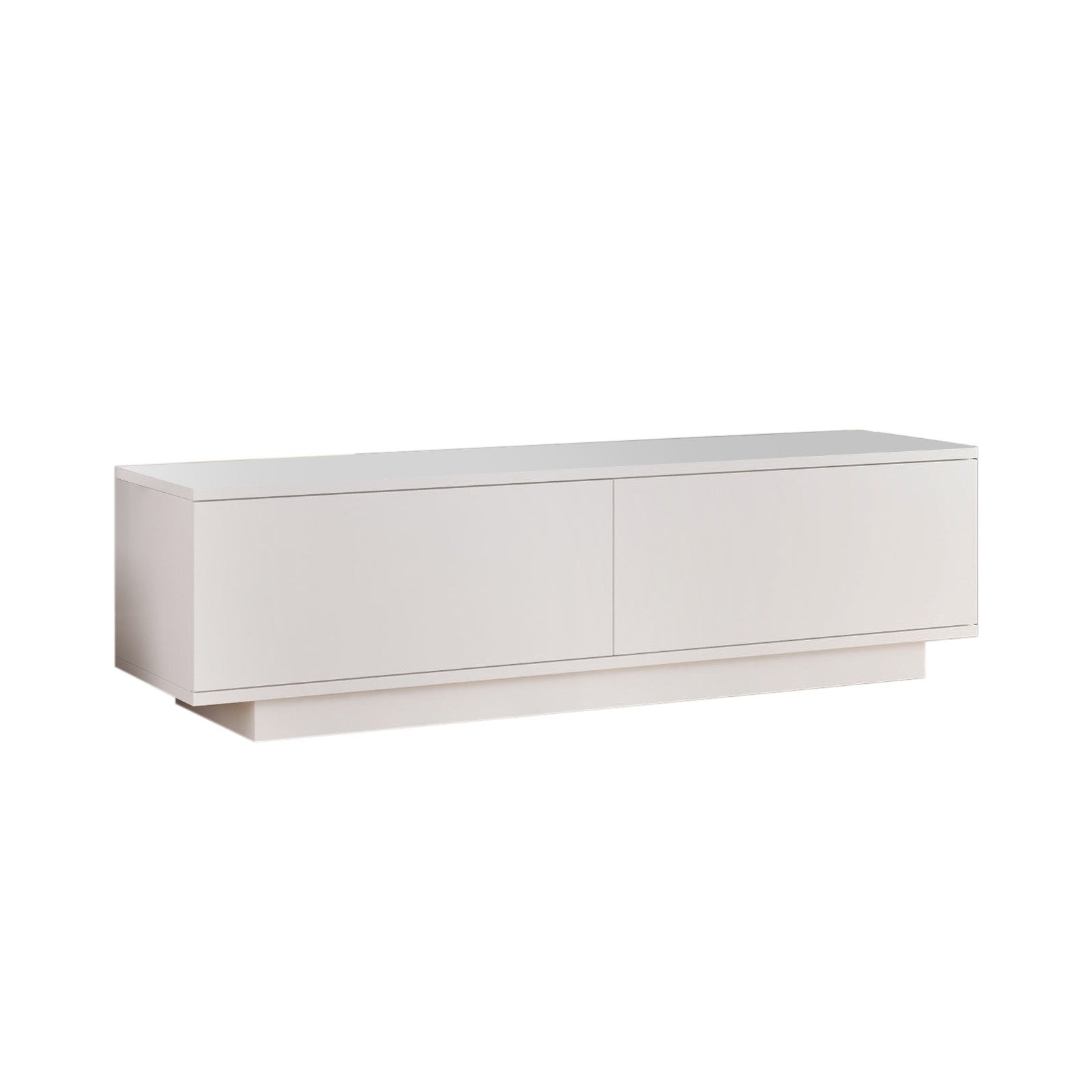 Suporte de TV moderno branco, 140 cm de largura, 38,2 cm de altura, 35,5 cm de profundidade | Painel de partículas 100% revestido de melamina, 18 mm de espessura | Design elegante e funcional para qualquer sala de estar