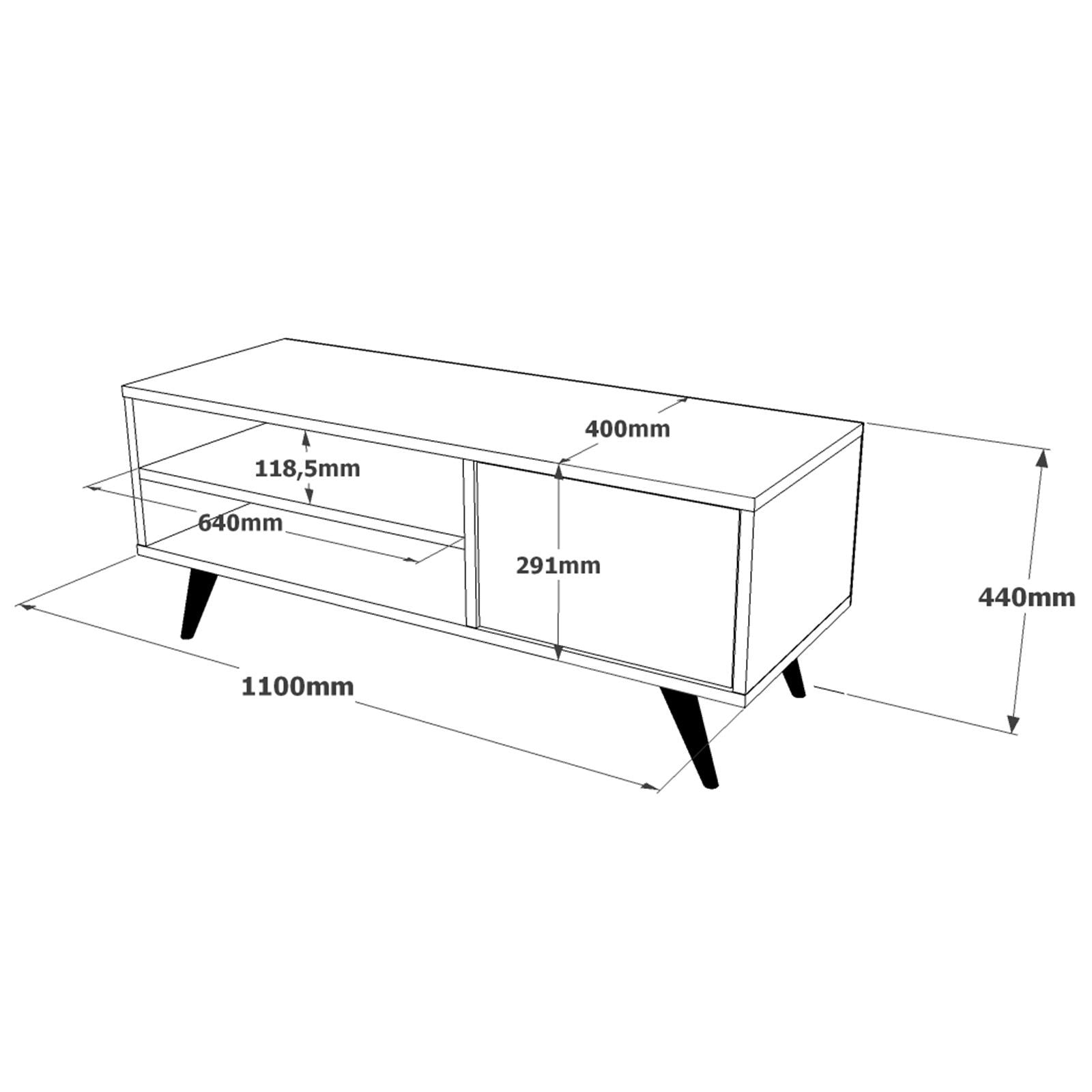 Suporte de TV moderno, pinho atlântico, 110 x 44 x 40 cm | Painel de partículas 100% revestido de melamina, 18 mm de espessura, pernas de madeira resistentes | Design elegante e funcional para salas de estar