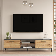 Móvel de TV elegante, pinho atlântico e antracite, 160 x 39,1 x 35 cm | Painel de partículas 100% revestido em melamina, 18 mm de espessura | Design moderno para sala de estar