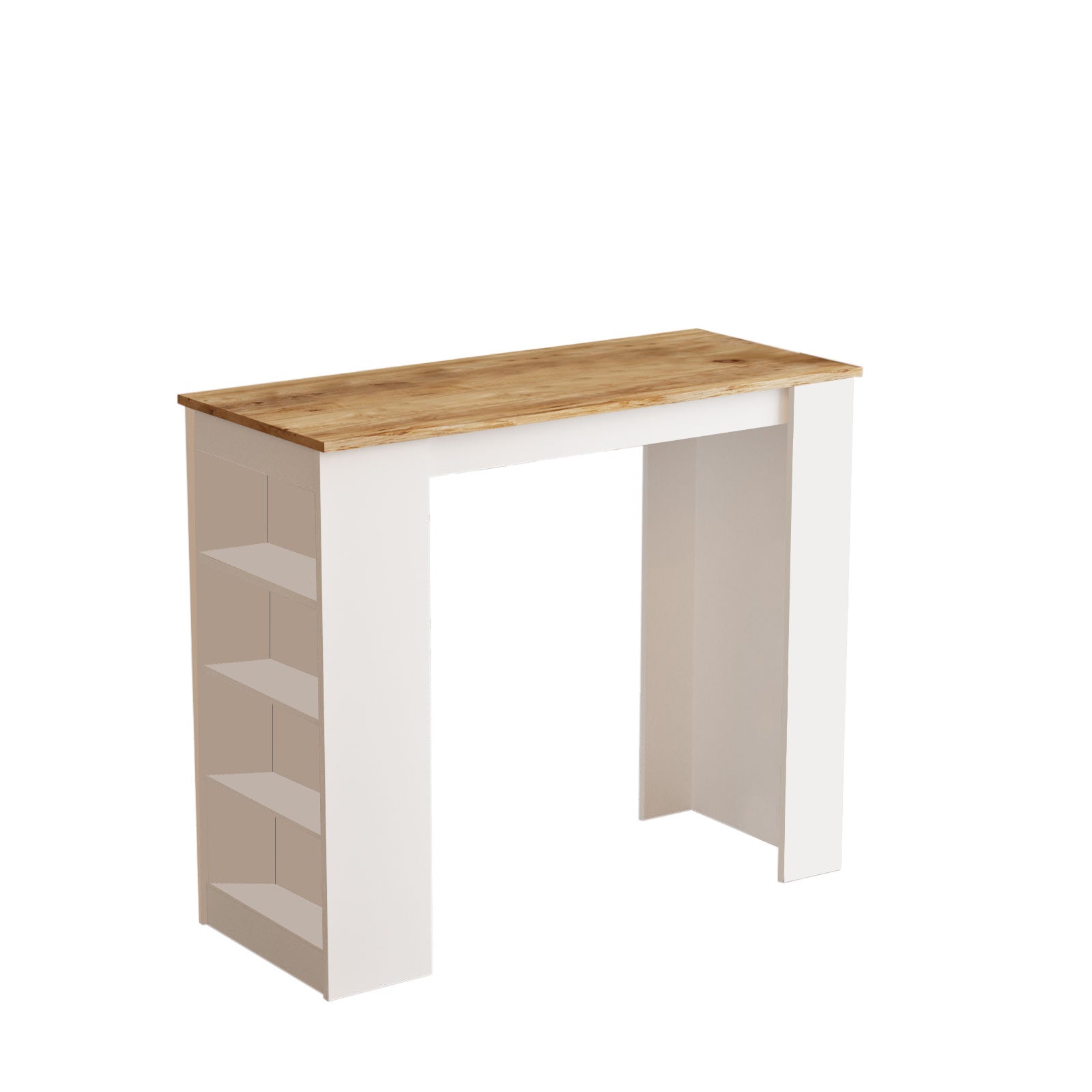 Mesa de bar moderna, pinho atlântico e branco, 120 x 51,6 x 101,8 cm | Painel de partículas 100% revestido de melamina, 18 mm de espessura | Elegante e funcional para bares em casa