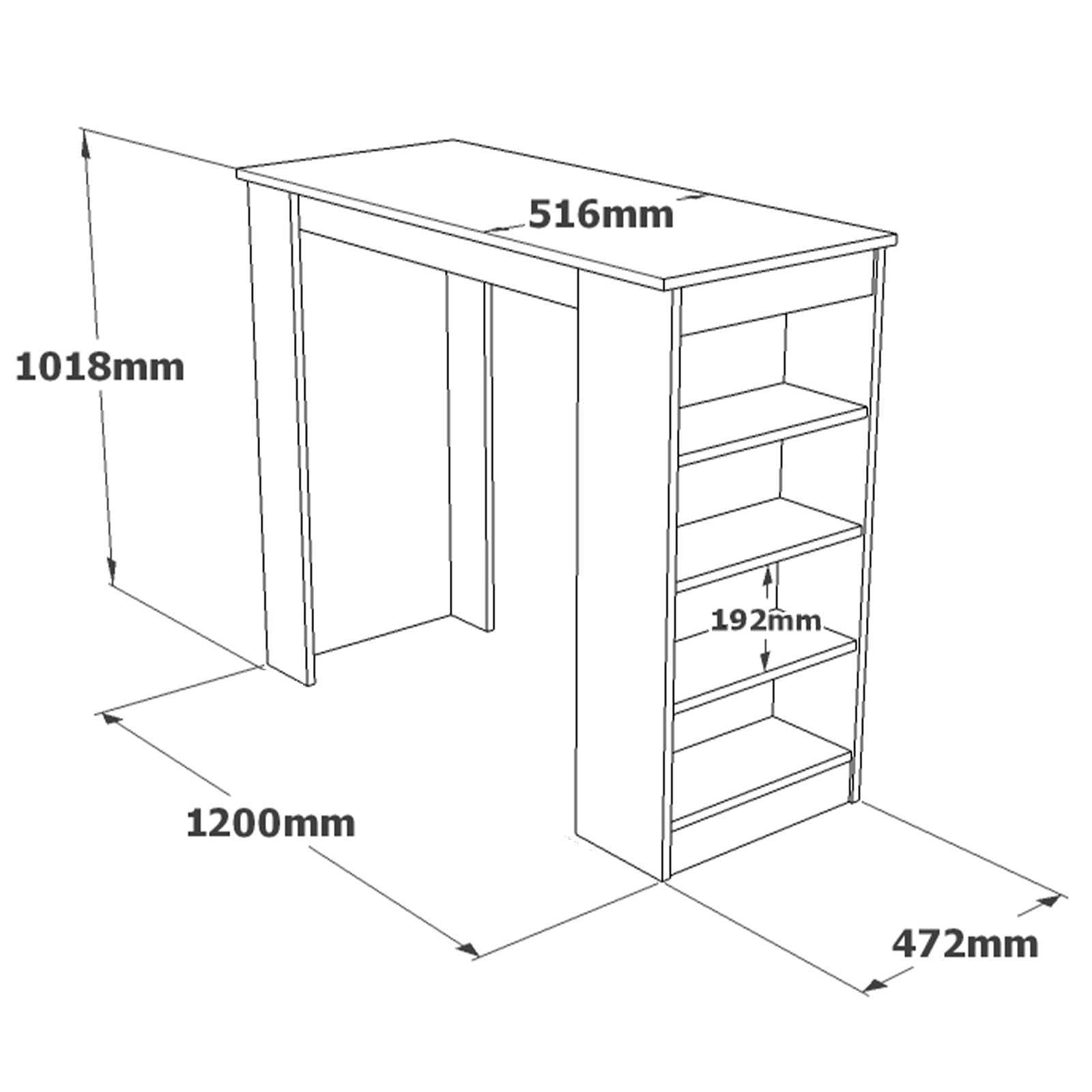 Mesa de bar moderna, pinho atlântico e branco, 120 x 51,6 x 101,8 cm | Painel de partículas 100% revestido de melamina, 18 mm de espessura | Elegante e funcional para bares em casa