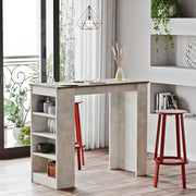 Mesa de bar cinza moderna, 120 x 101,8 x 51,6 cm | Painel de partículas 100% revestido de melamina, 18 mm de espessura | Elegante e funcional para bares e reuniões em casa