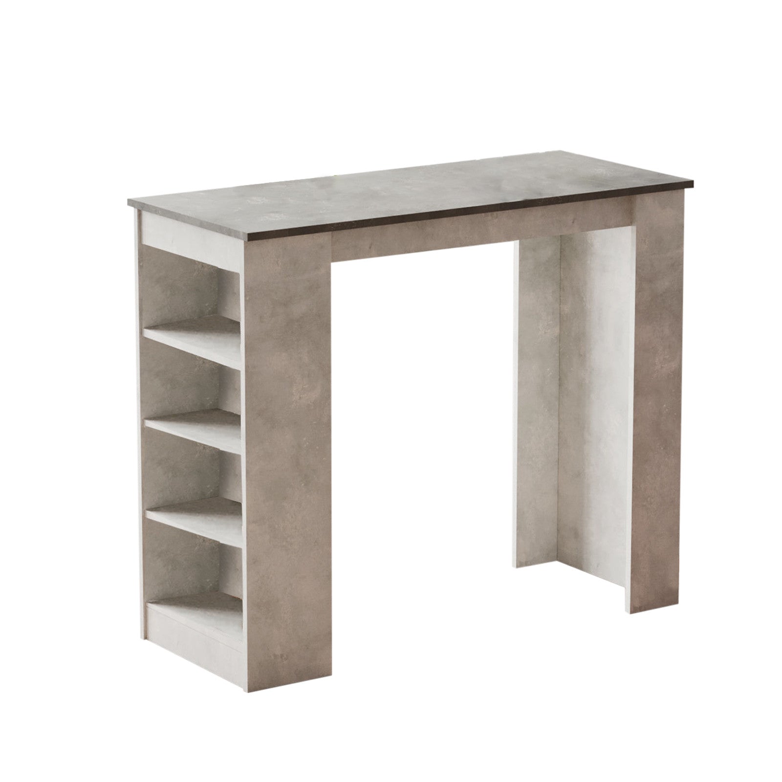 Mesa de bar cinza moderna, 120 x 101,8 x 51,6 cm | Painel de partículas 100% revestido de melamina, 18 mm de espessura | Elegante e funcional para bares e reuniões em casa