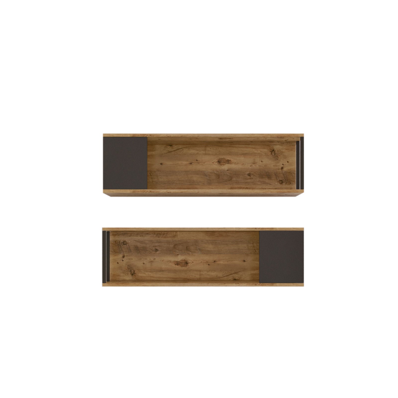 Prateleira de parede moderna (2 peças), pinho atlântico, 100 x 29,6 x 22 cm | Painel de partículas 100% revestido de melamina, 18 mm de espessura | Design industrial elegante para casa e escritório