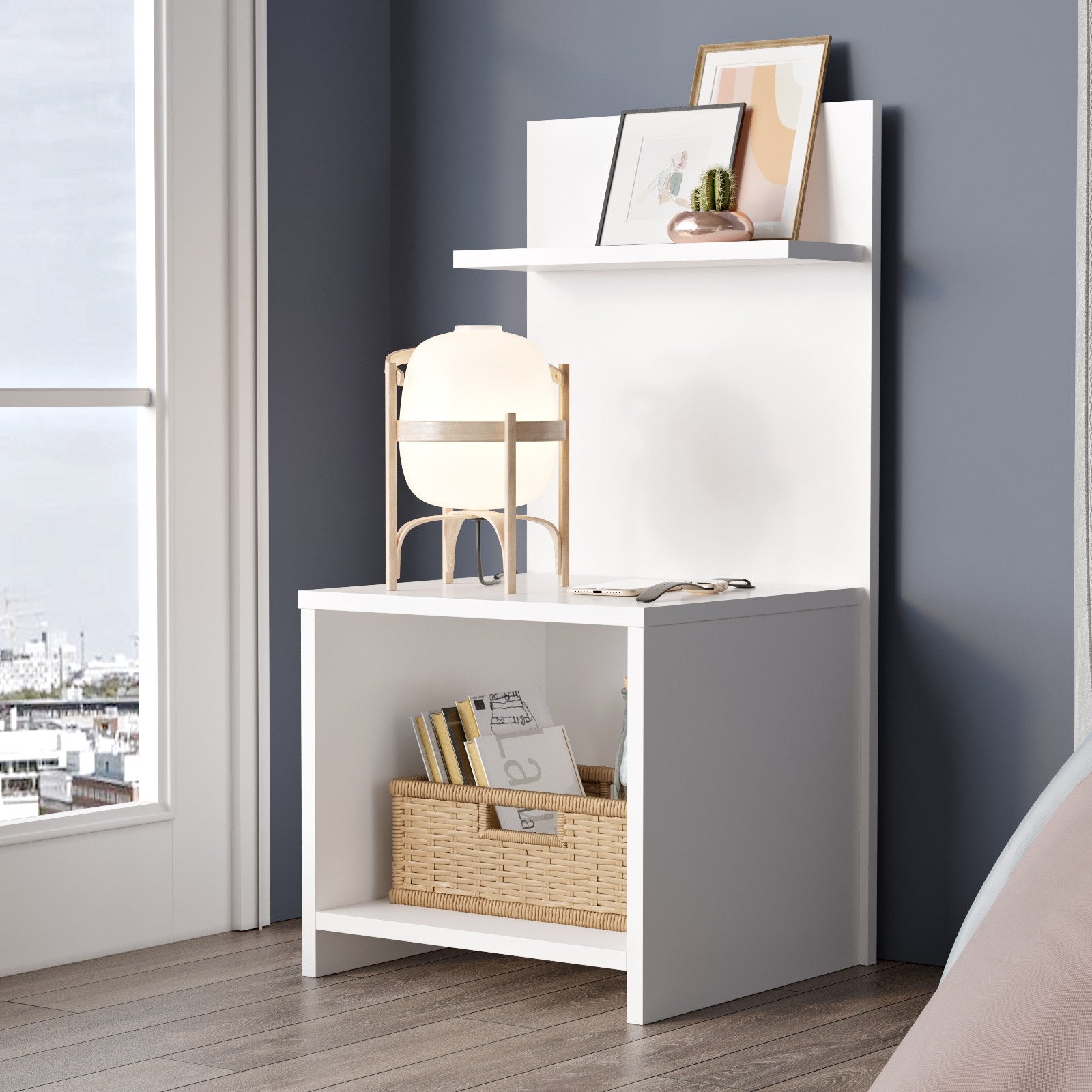 Mesa de Cabeceira Branca 90cm - Melamina Resistente com Design Moderno e Compacto