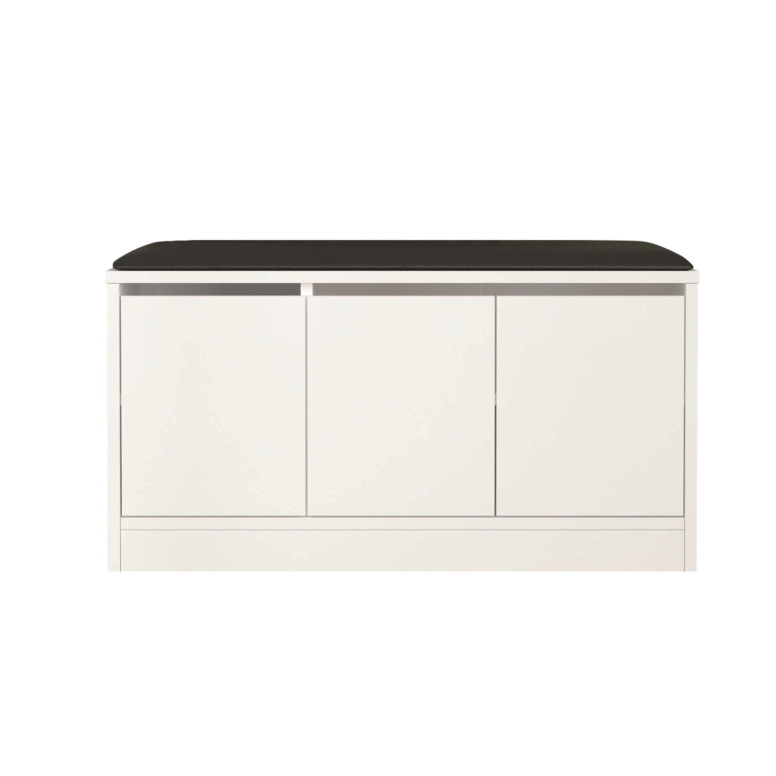 Sapateira moderna, branca, 89,6 x 45,8 x 35,5 cm | Painel de partículas 100% revestido em melamina e couro sintético | Solução de armazenamento elegante para qualquer entrada