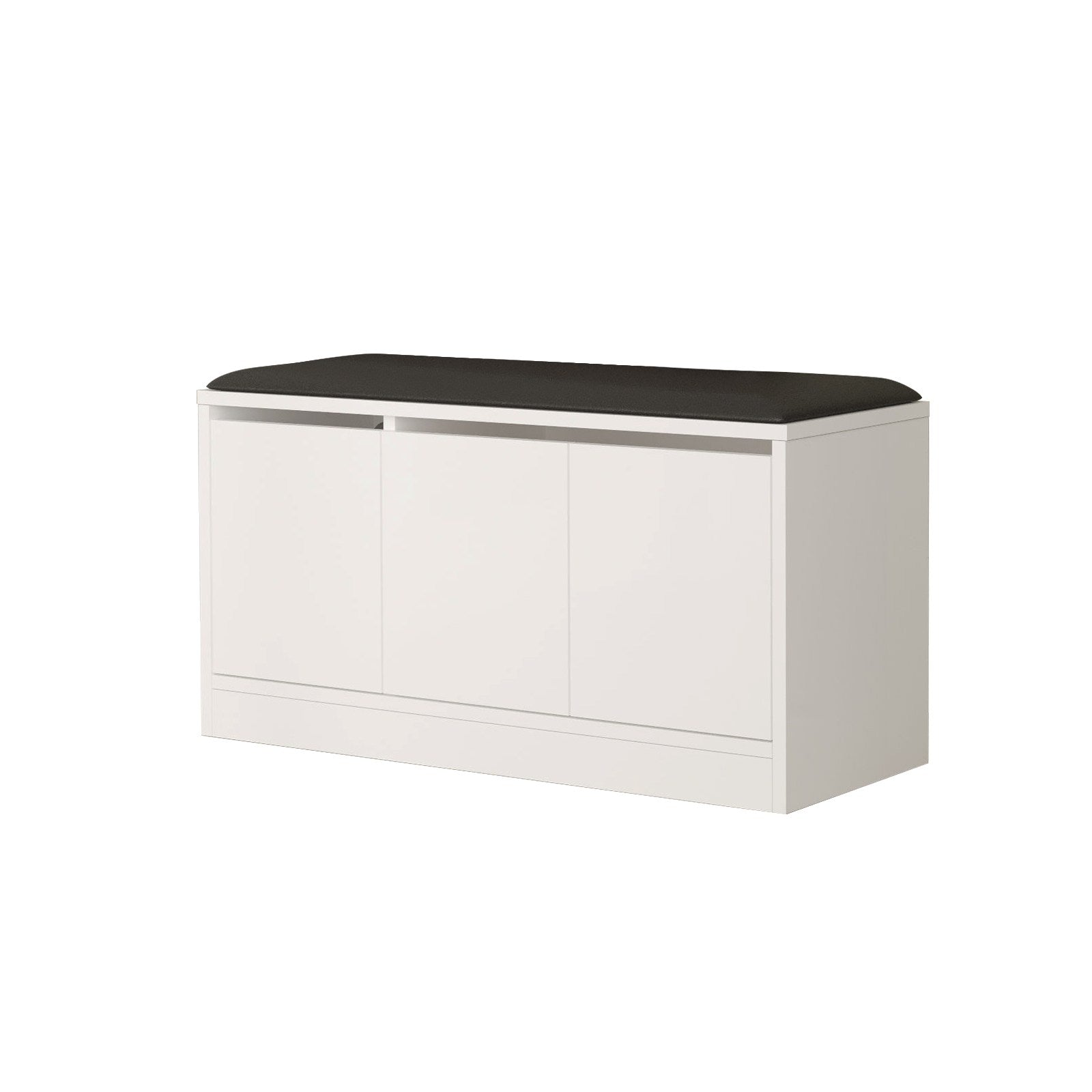 Sapateira moderna, branca, 89,6 x 45,8 x 35,5 cm | Painel de partículas 100% revestido em melamina e couro sintético | Solução de armazenamento elegante para qualquer entrada