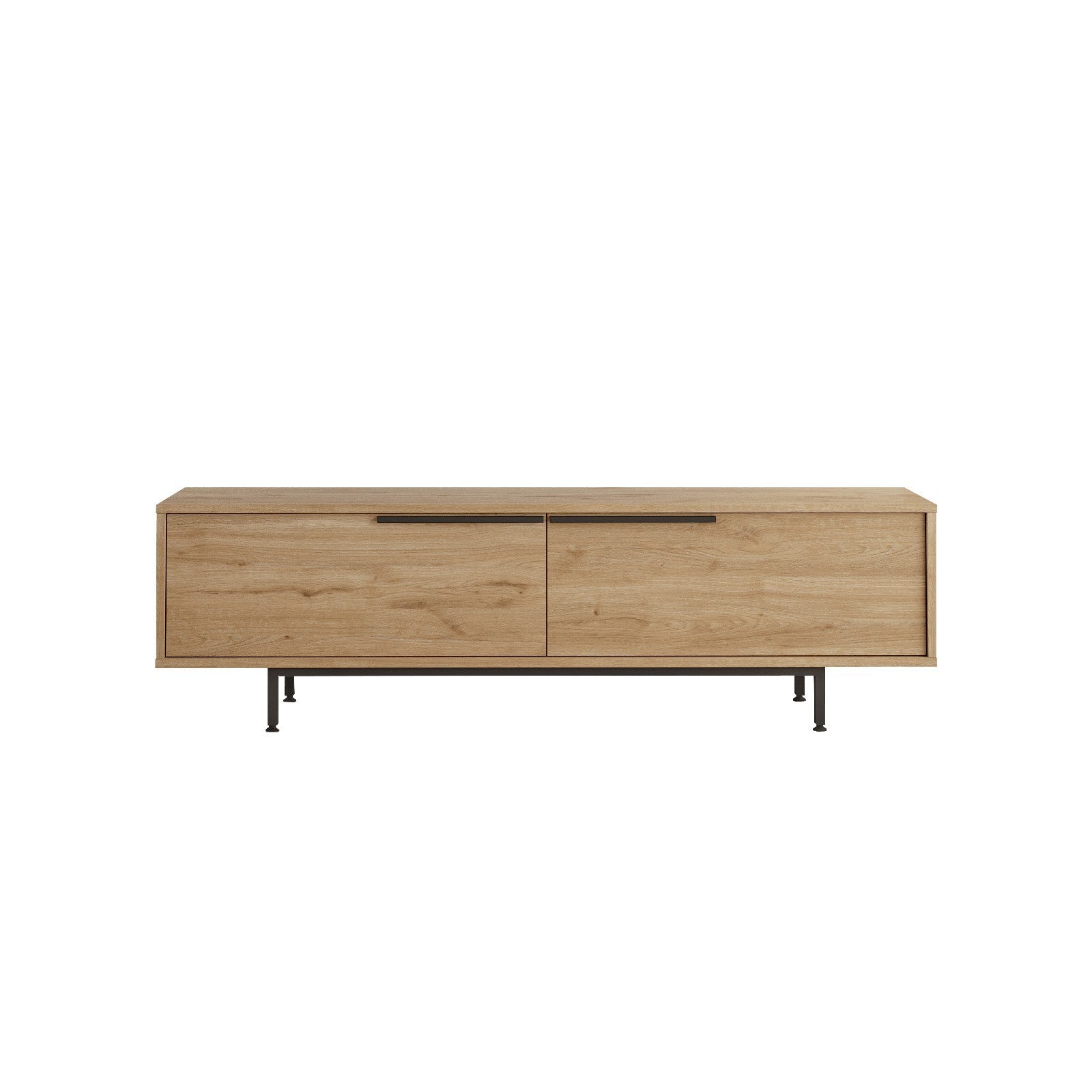 Suporte de TV elegante em nogueira, 160 cm x 45,1 cm x 35,5 cm | Painel de partículas 100% revestido em melamina, 18 mm de espessura | Pés de metal resistentes, perfeito para salas de estar modernas