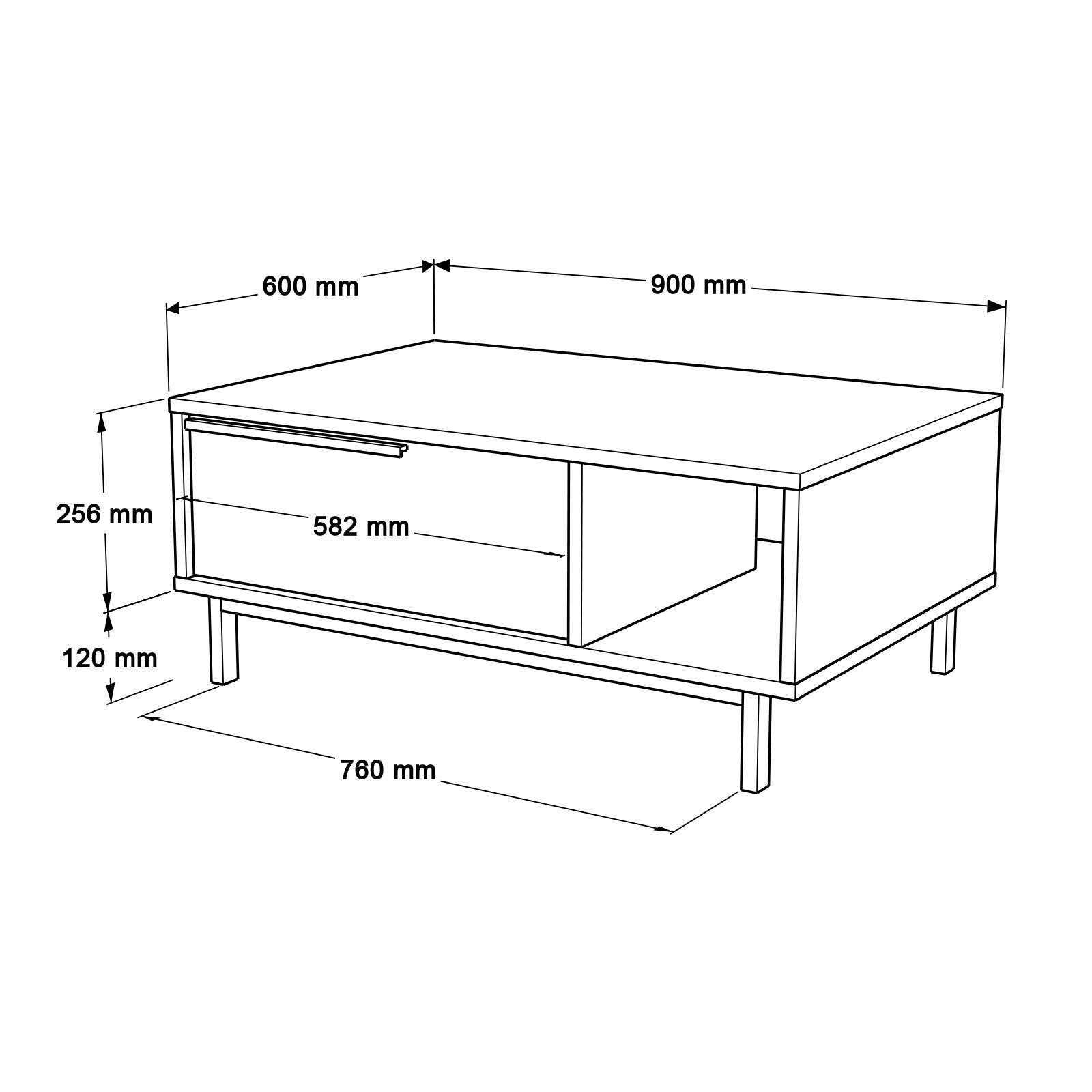 Mesa de Centro Branca Moderna, 90 x 60 x 37,6 cm | Painel de Partículas 100% Revestido em Melamina, 18 mm de Espessura | Pernas de Metal Resistente, Design Elegante e Funcional