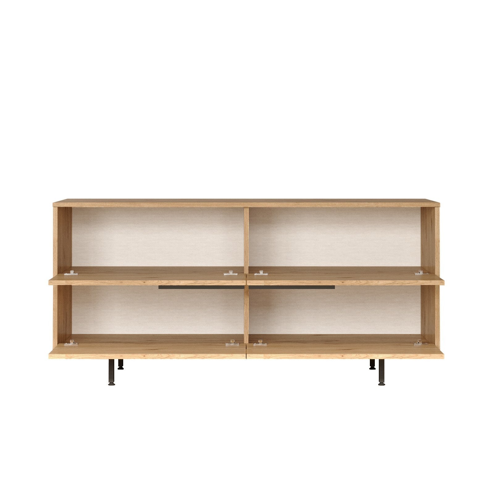 Aparador Elegante, Acabamento em Nogueira e Carvalho, 160 x 74,3 x 44,5 cm | Revestimento 100% Melamina, Pernas de Metal, Revestimento UV | Perfeita para Espaços Modernos