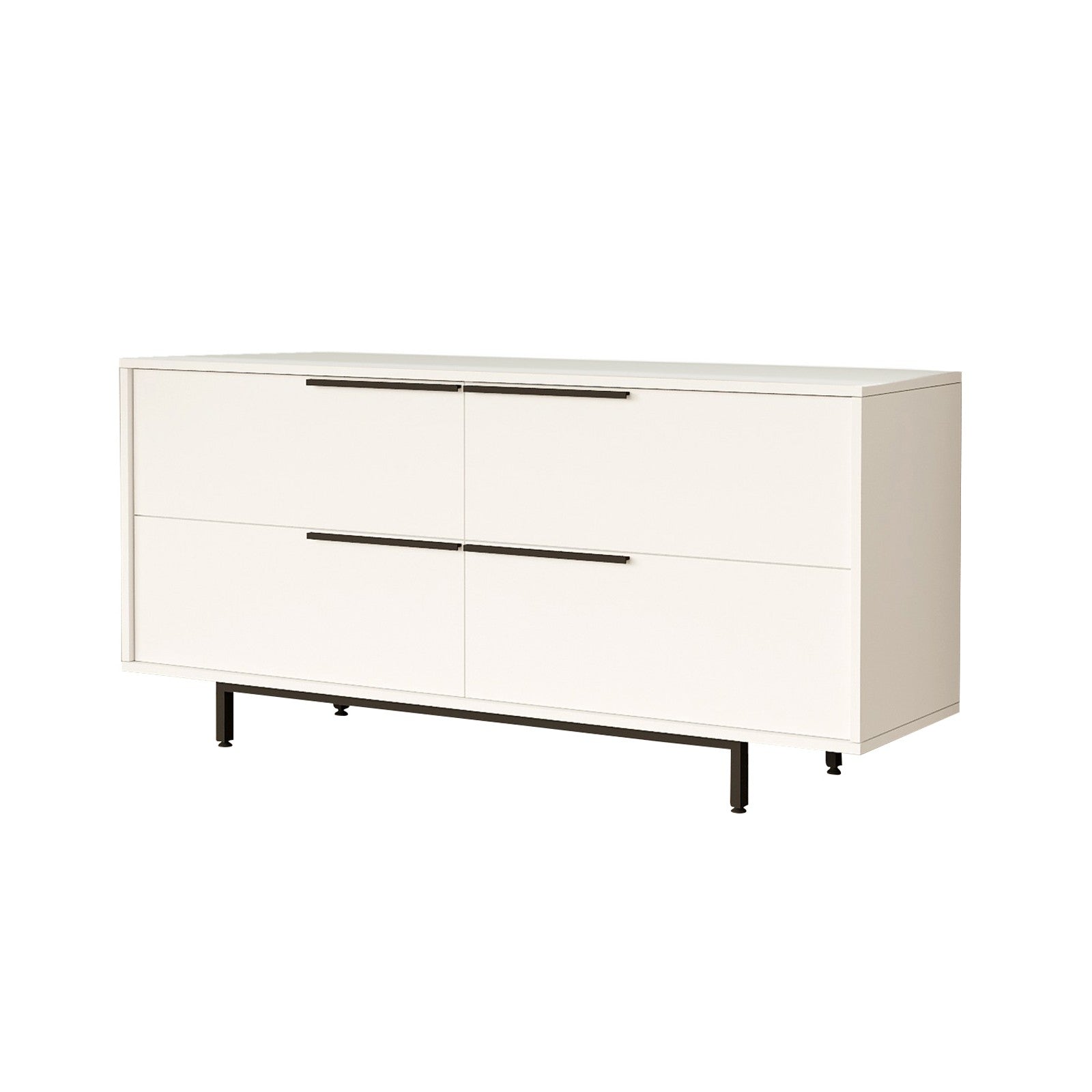 Aparador branca, 160 cm x 74,3 cm x 44,5 cm | Painel de partículas 100% revestido em melamina, 18 mm de espessura | Pernas de metal resistentes, perfeitas para espaços modernos