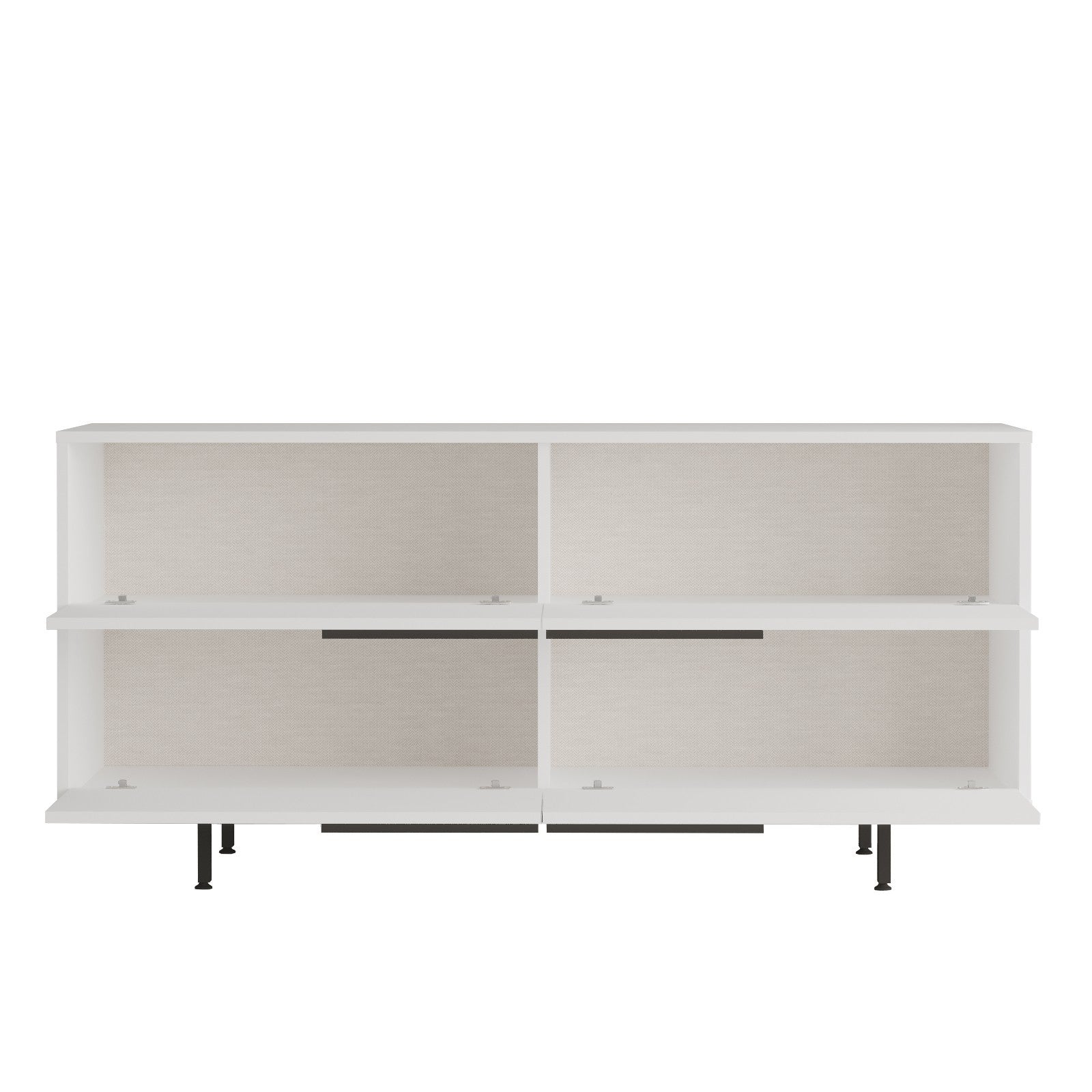 Aparador branca, 160 cm x 74,3 cm x 44,5 cm | Painel de partículas 100% revestido em melamina, 18 mm de espessura | Pernas de metal resistentes, perfeitas para espaços modernos