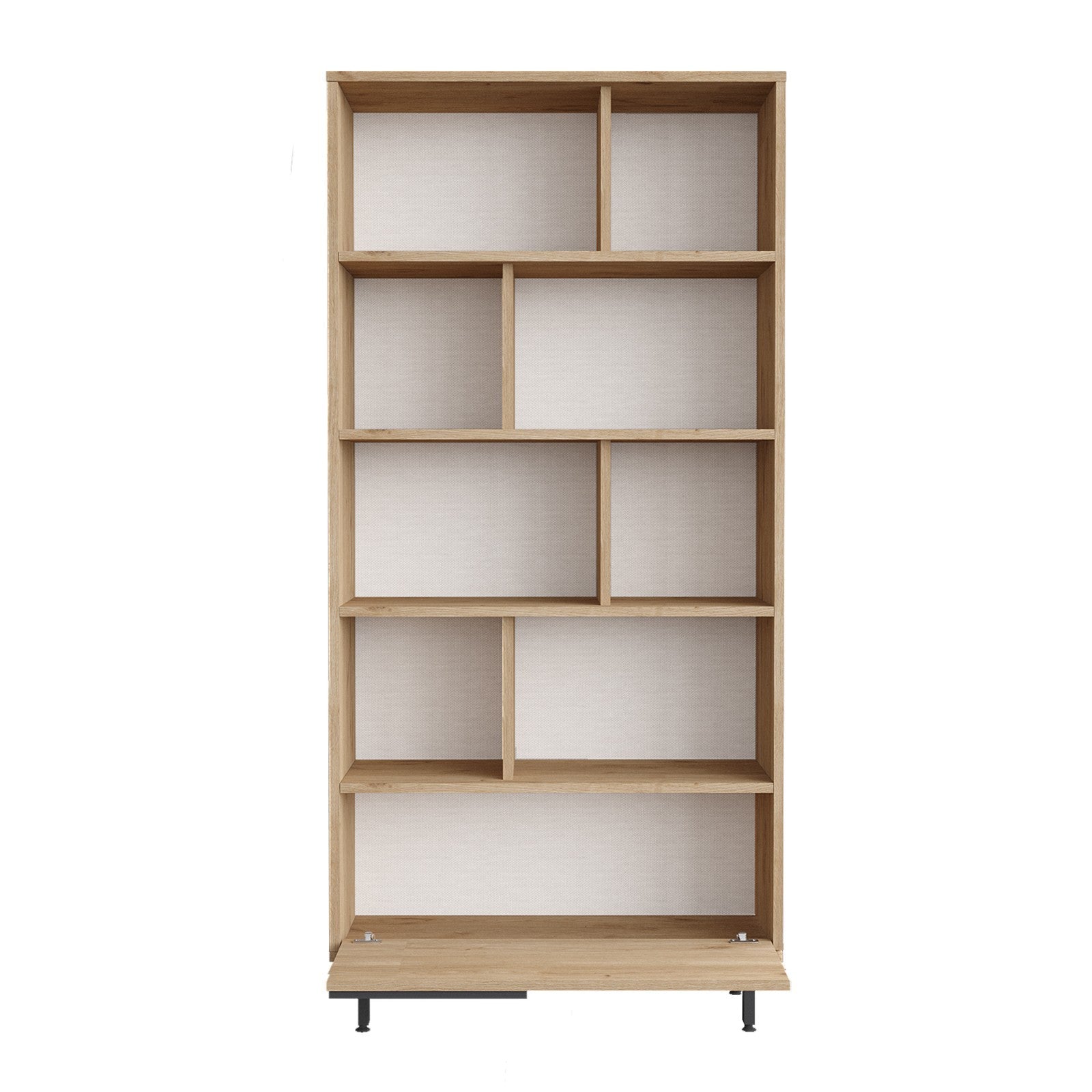 Estante elegante em painel de partículas revestido a melamina – 83,9 x 175,6 x 29,5 cm – nogueira – metal
