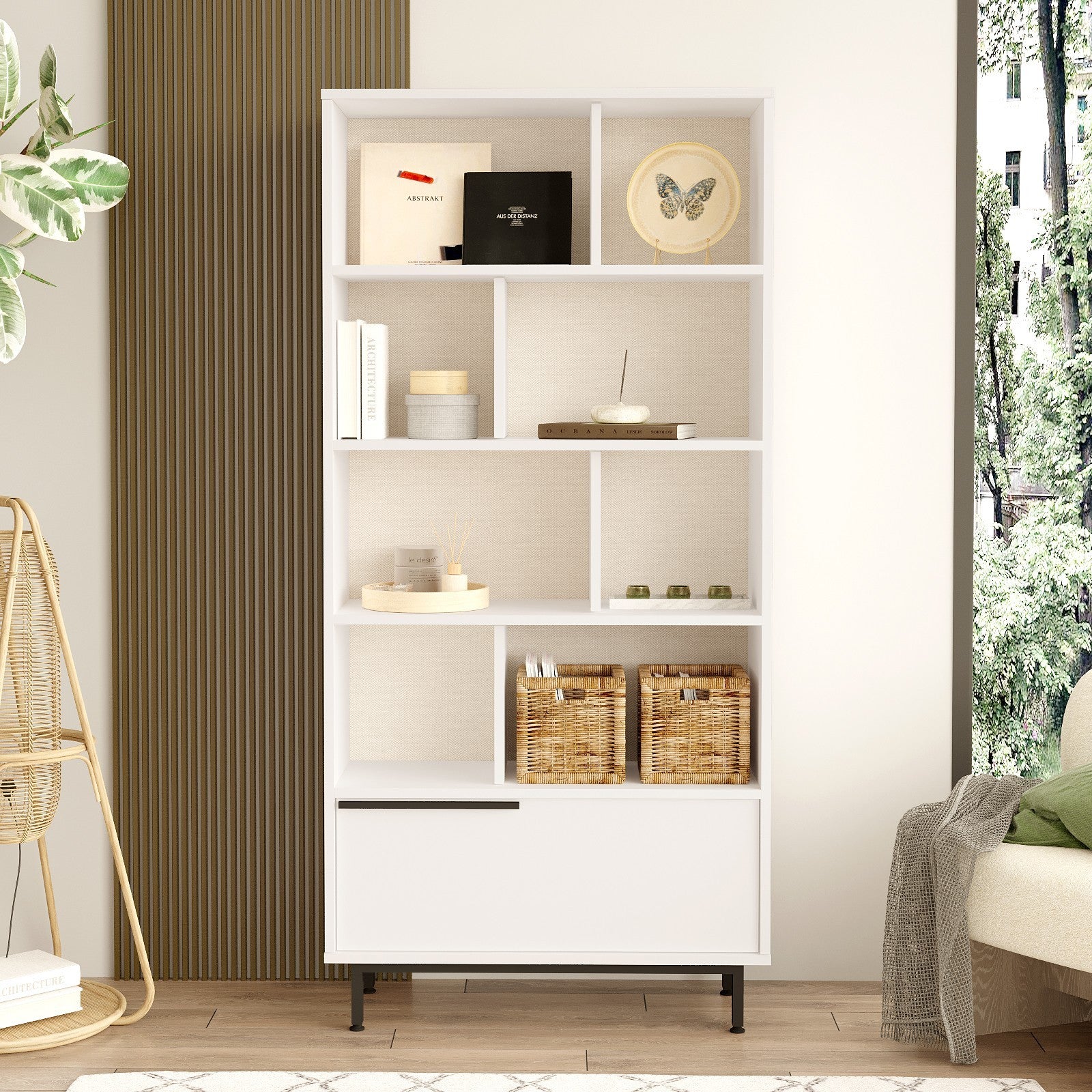 Estante moderna – 83,9 x 175,6 x 29,5 cm – Branca – MDF