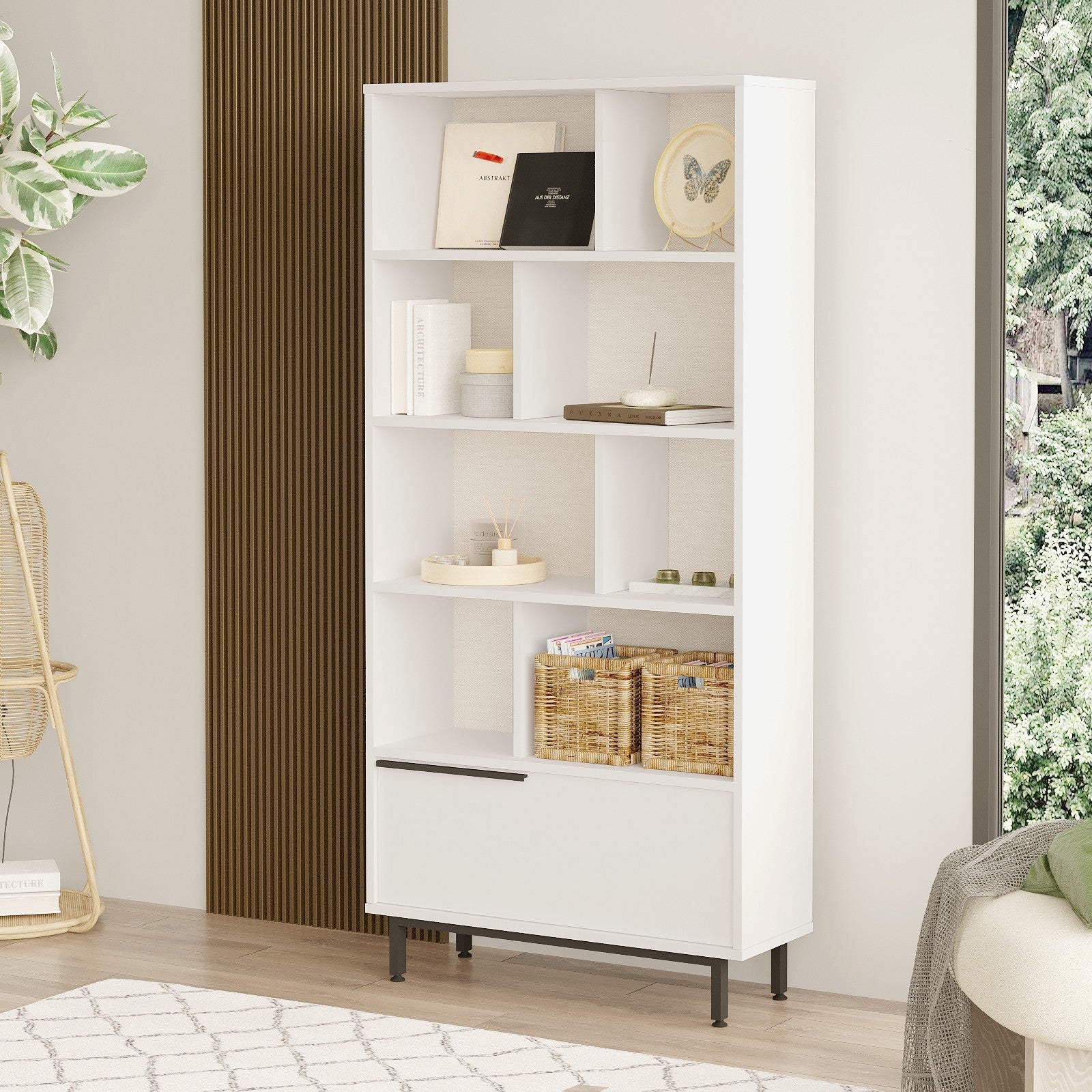 Estante moderna – 83,9 x 175,6 x 29,5 cm – Branca – MDF