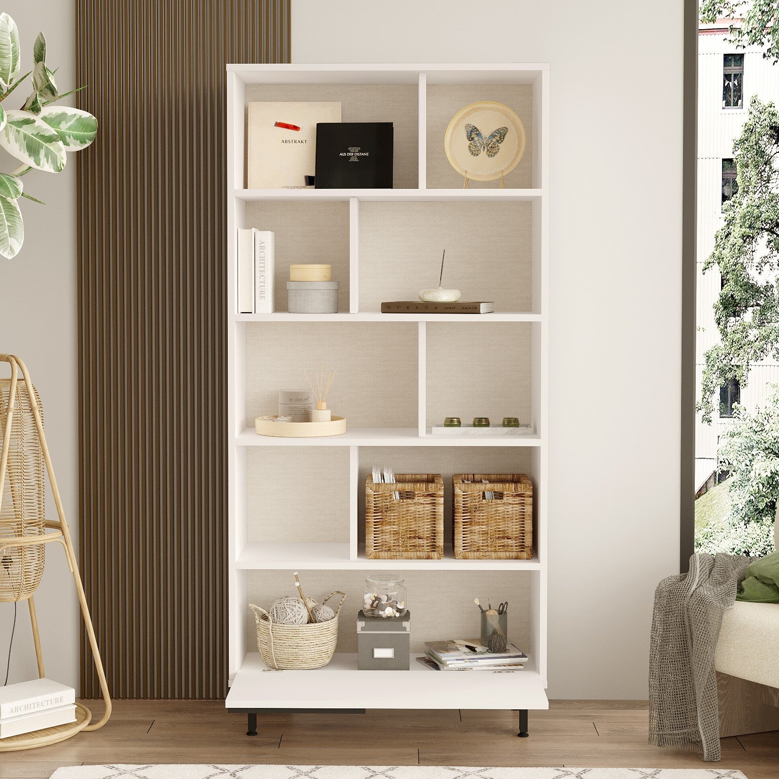 Estante moderna – 83,9 x 175,6 x 29,5 cm – Branca – MDF