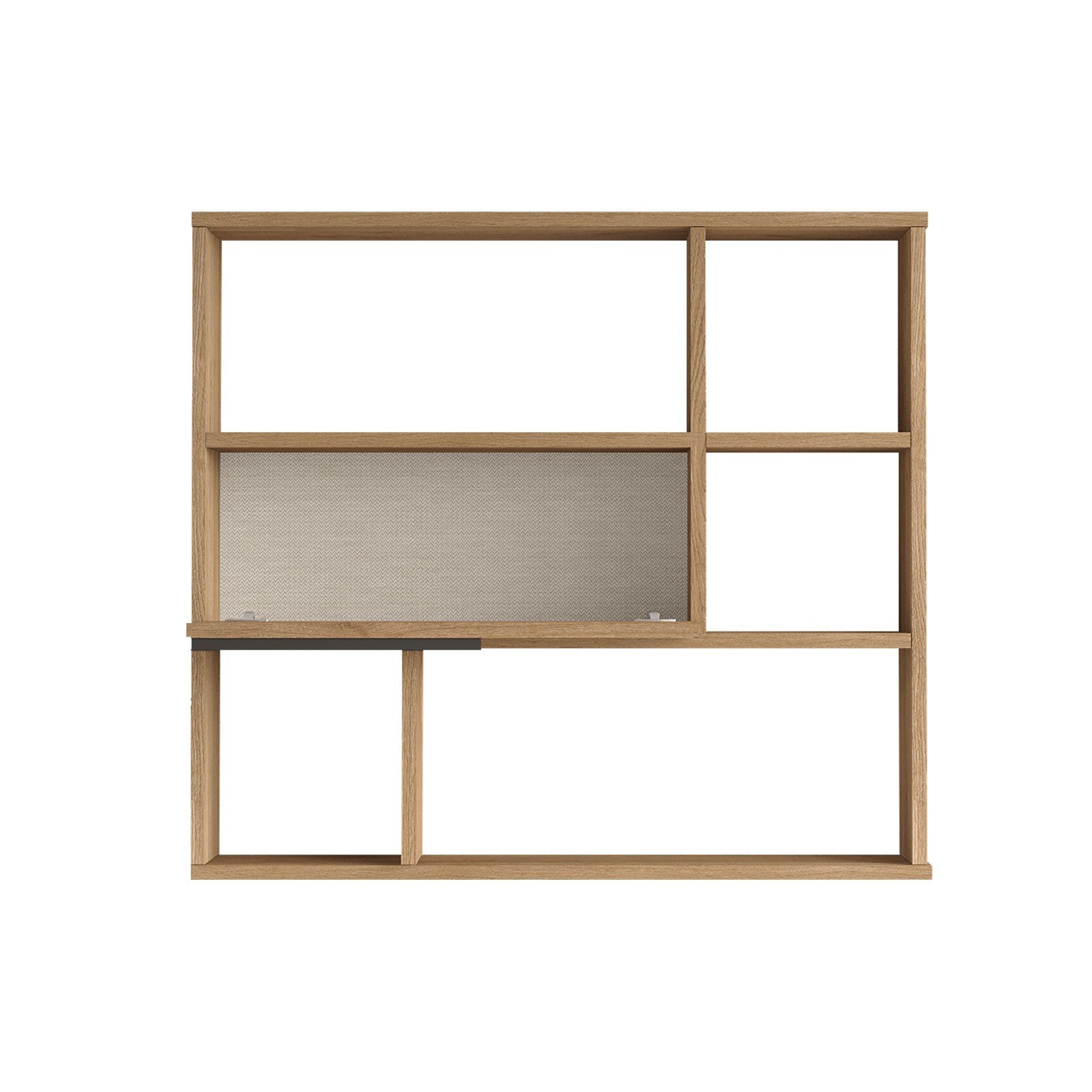 Prateleira de parede elegante em nogueira, 90,1 x 81 x 22 cm | Painel de partículas 100% revestido em melamina, 18 mm de espessura | Solução de armazenamento elegante para casas modernas