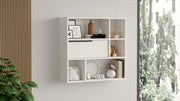 Prateleira de parede branca elegante, 90,1 x 81 x 22 cm | Painel de partículas 100% revestido de melamina, 18 mm de espessura | Perfeito para decoração e organização de casa moderna