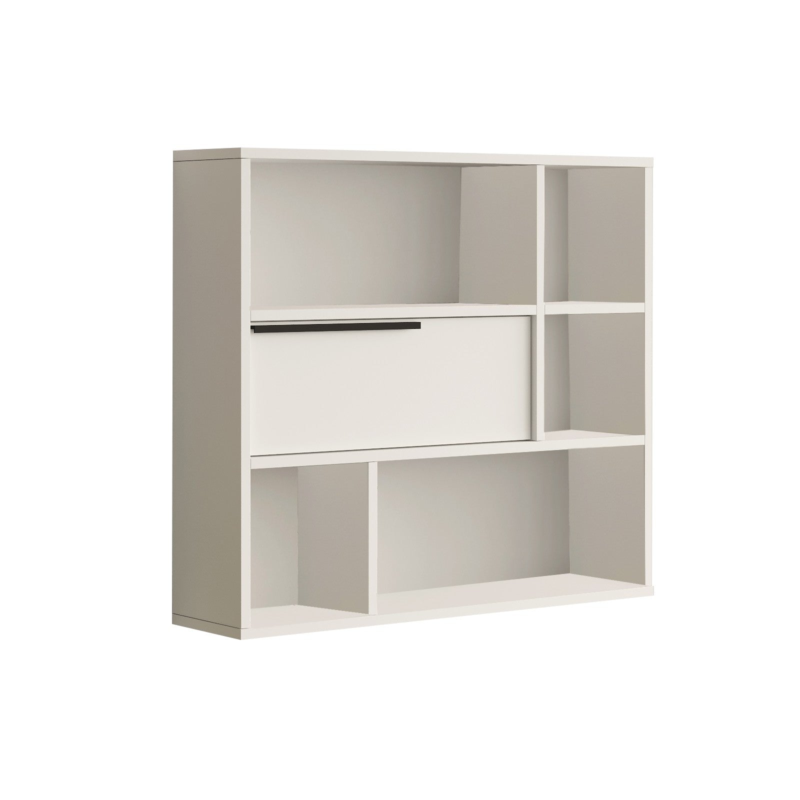 Prateleira de parede branca elegante, 90,1 x 81 x 22 cm | Painel de partículas 100% revestido de melamina, 18 mm de espessura | Perfeito para decoração e organização de casa moderna