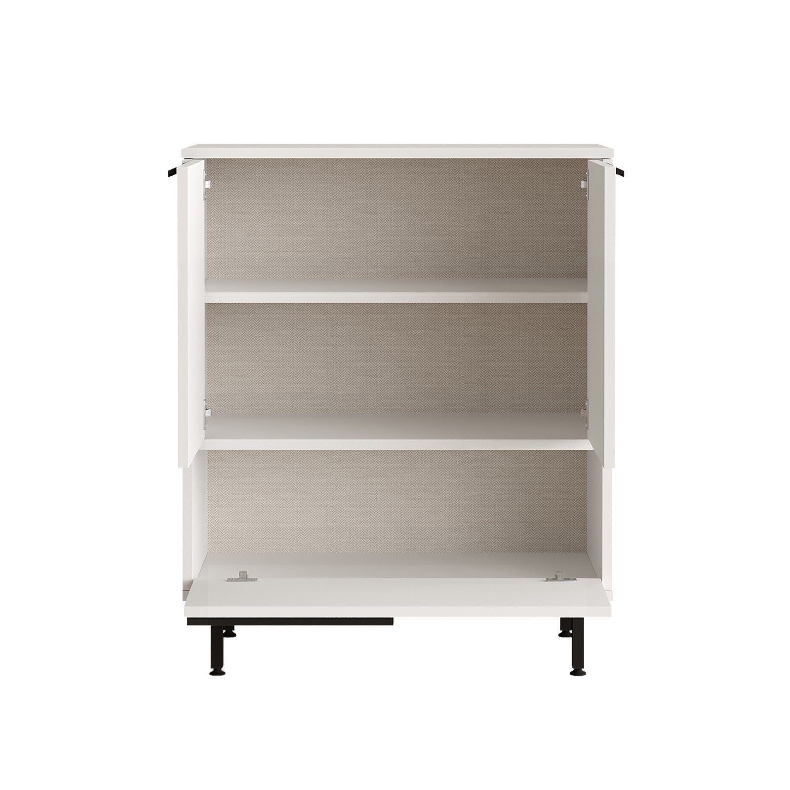 Armário multifuncional elegante, branco, 74,8 x 90,4 x 35,5 cm | Painel de partículas 100% revestido de melamina, 18 mm de espessura | Pés de metal duráveis, ideal para casa e escritório