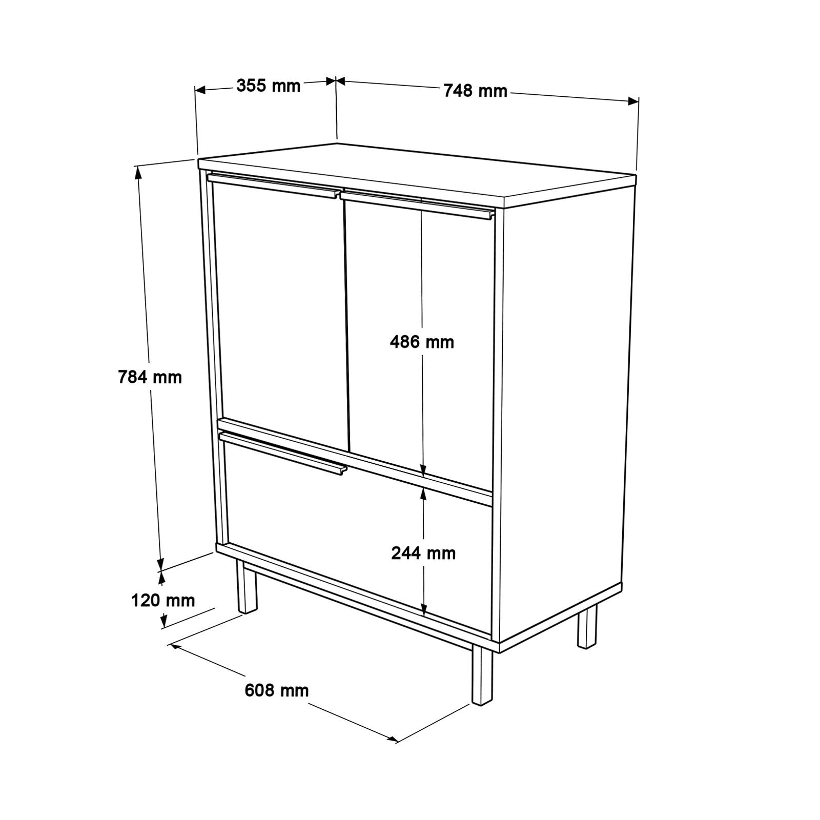 Sapateira estilosa com pés de metal, acabamento em nogueira e carvalho, 74,8 x 90,4 x 35,5 cm | Revestimento 100% melamina, 18 mm de espessura | Revestimento UV durável para casas modernas