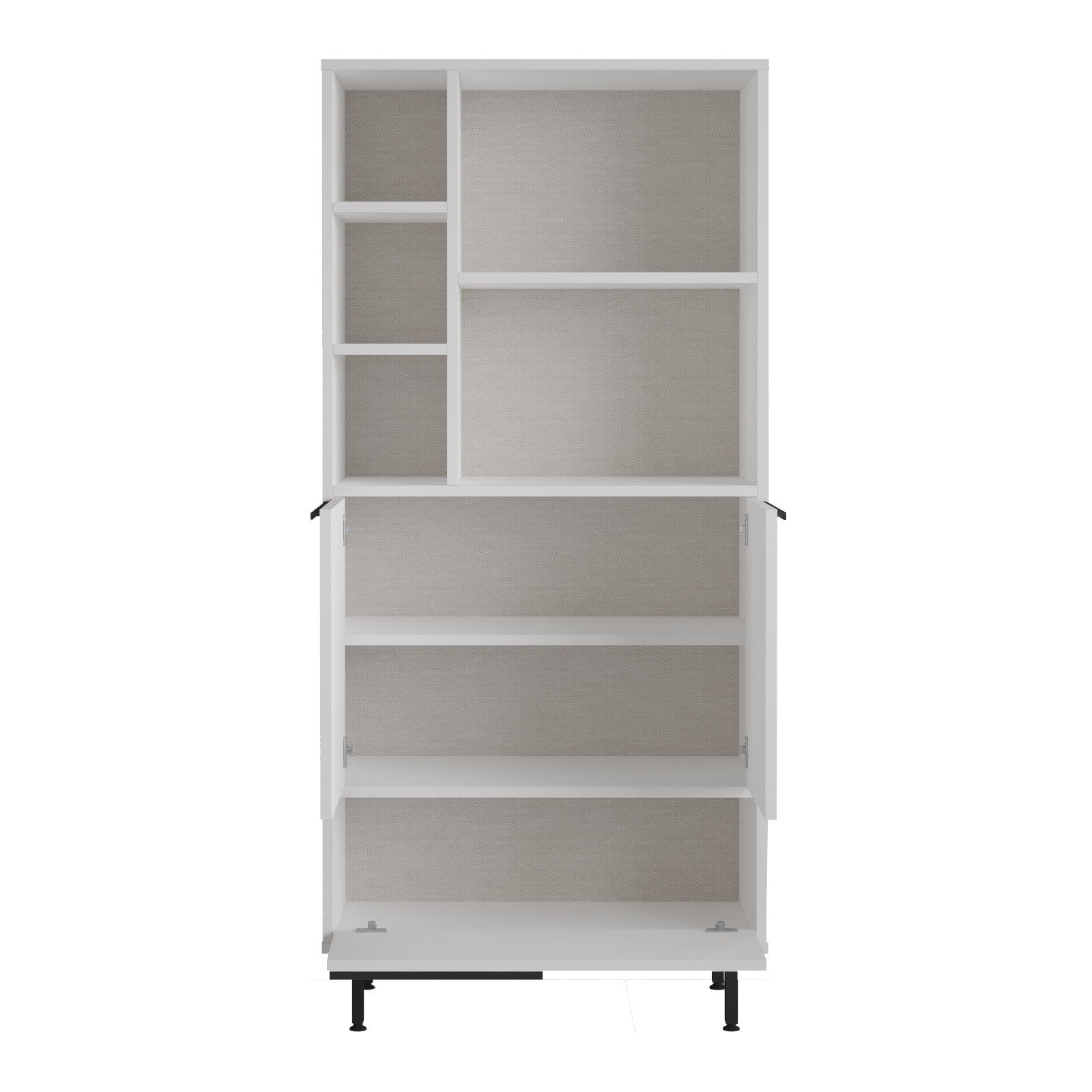 Armário multifuncional elegante, branco, 74,8 x 161,6 x 35,5 cm | Painel de partículas 100% revestido de melamina, 18 mm de espessura | Pés de metal duráveis, ideal para casa e escritório
