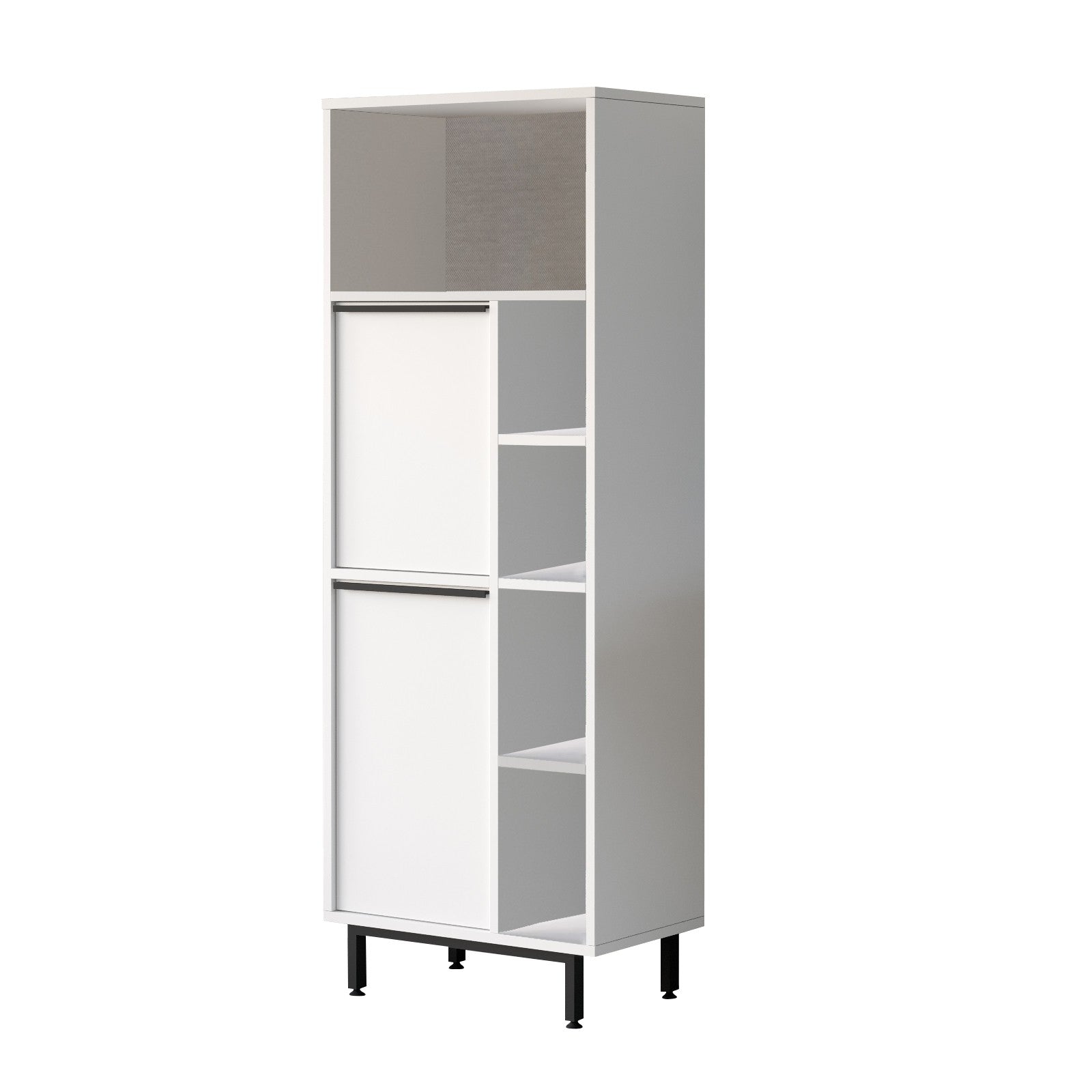 Armário multifuncional elegante, branco, 160 x 45,1 x 35,5 cm | Painel de partículas 100% revestido de melamina, 18 mm de espessura | Pés de metal duráveis, ideal para casa e escritório