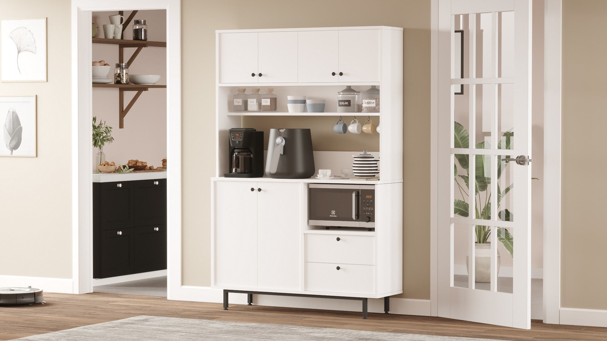 Armário multiuso – 120 cm x 180 cm x 35,5 cm – Branco – Painel de Partículas Revestido a Melamina