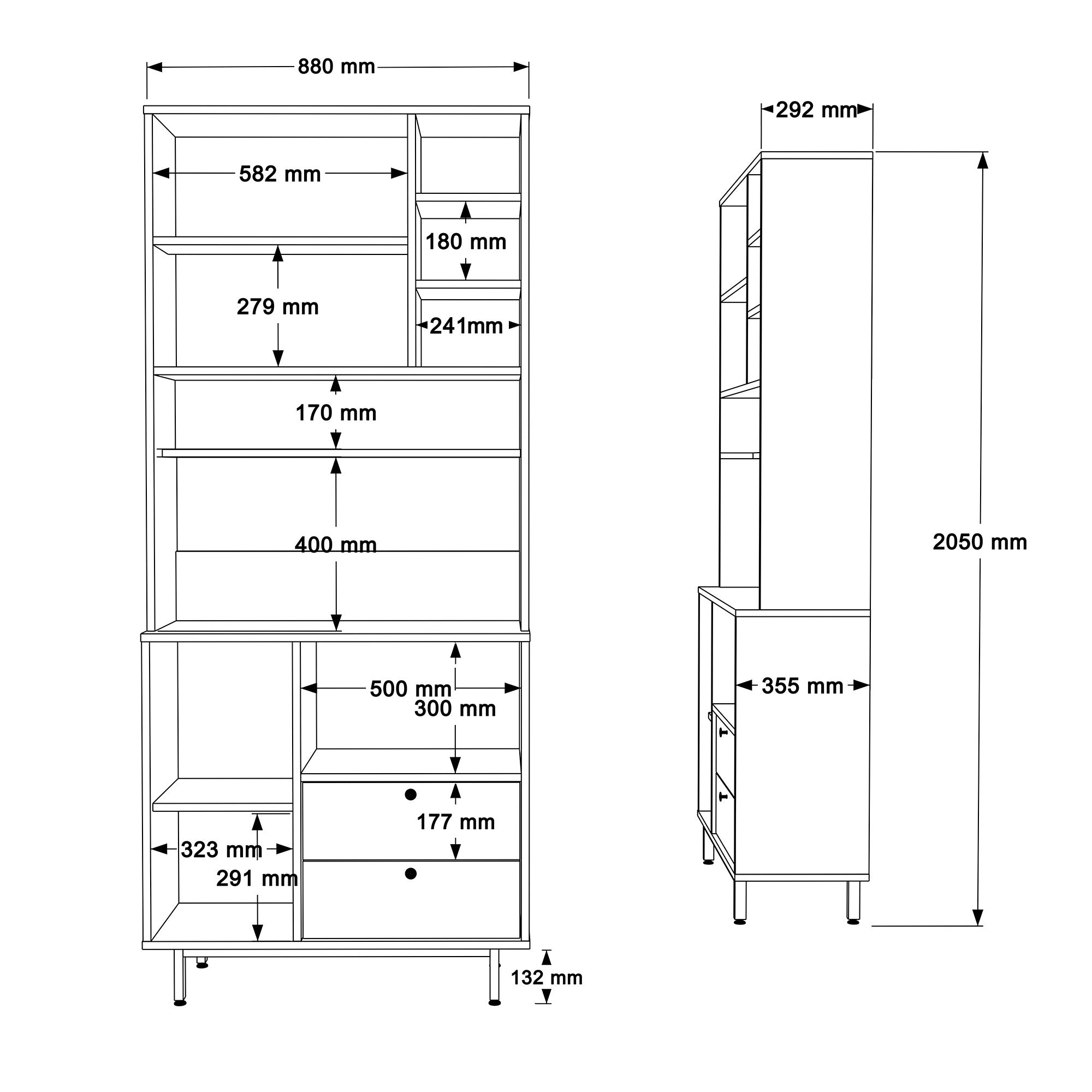 Armário multiuso – 88 cm x 205 cm x 35.5 cm – Branco – Painéis de partículas revestidos a melamina