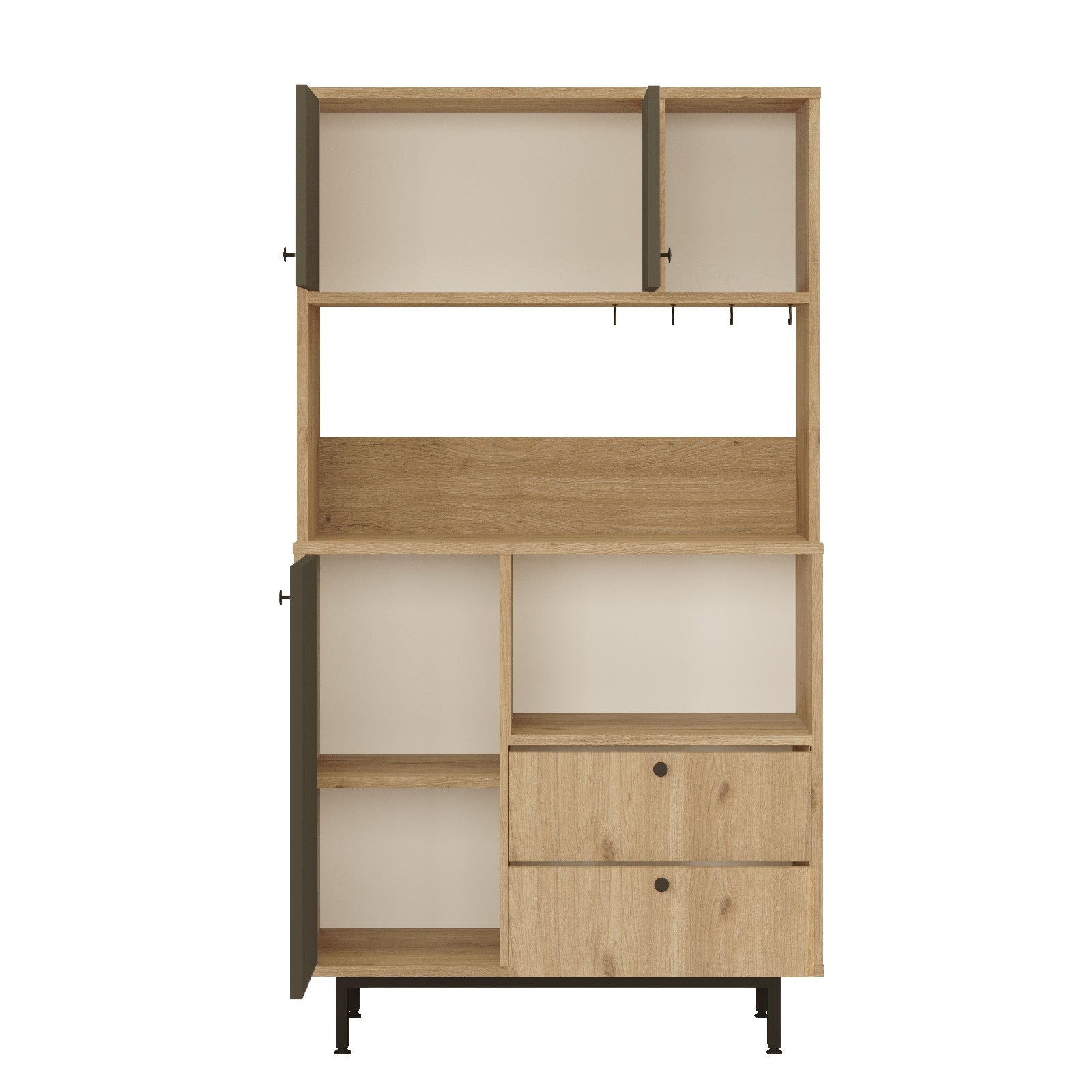 Armário multiuso – 88cm x 161.2cm x 35.5cm – Carvalho e Antracite – Painel de partículas revestido a melamina