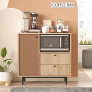 Armário multiusos – 88 cm x 85 cm x 35,5 cm – Carvalho e Vermelho Azulejo – Aglomerado de partículas