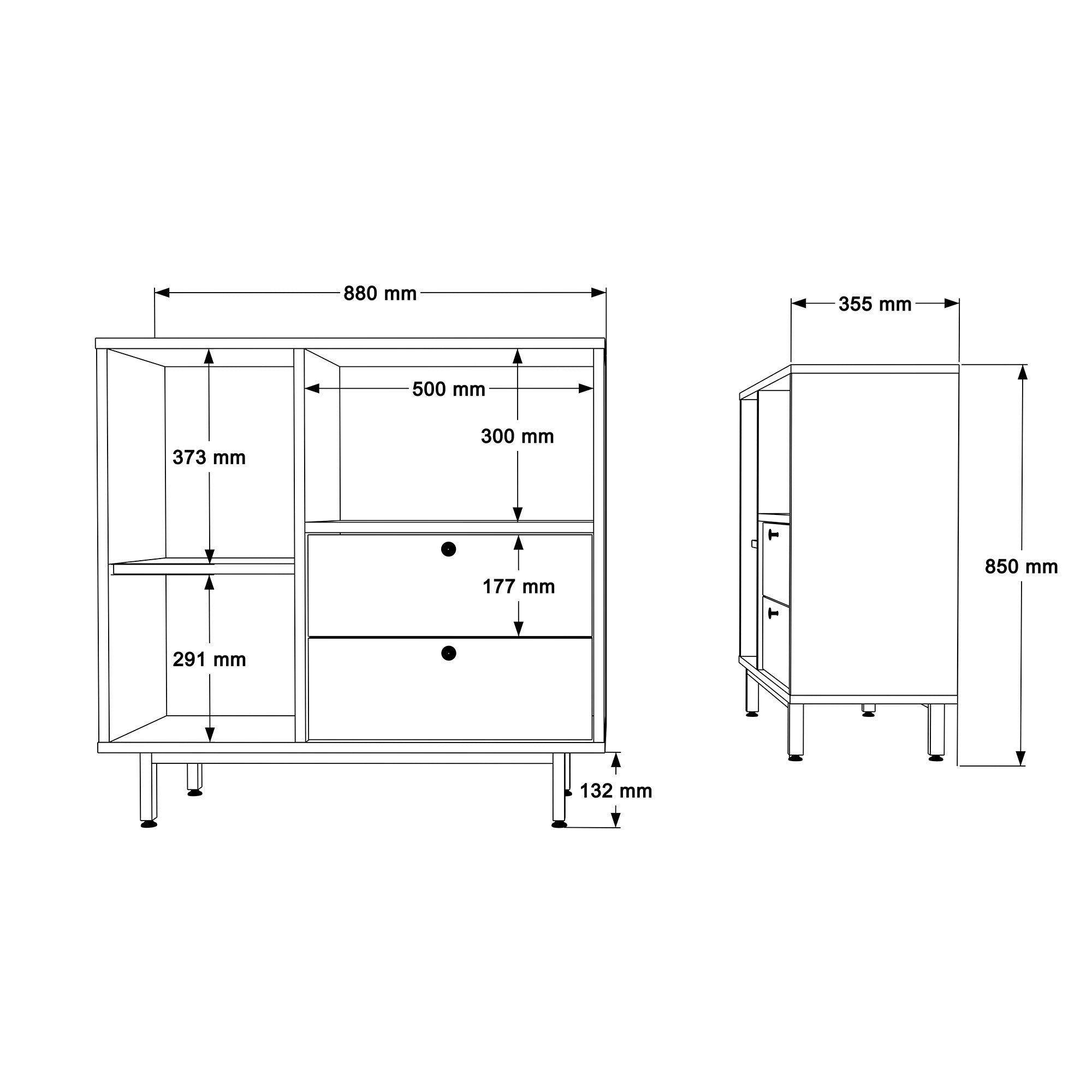 Armário multiusos – 88cm x 85cm x 35,5cm – Carvalho e Verde – Aglomerado revestido a melamina