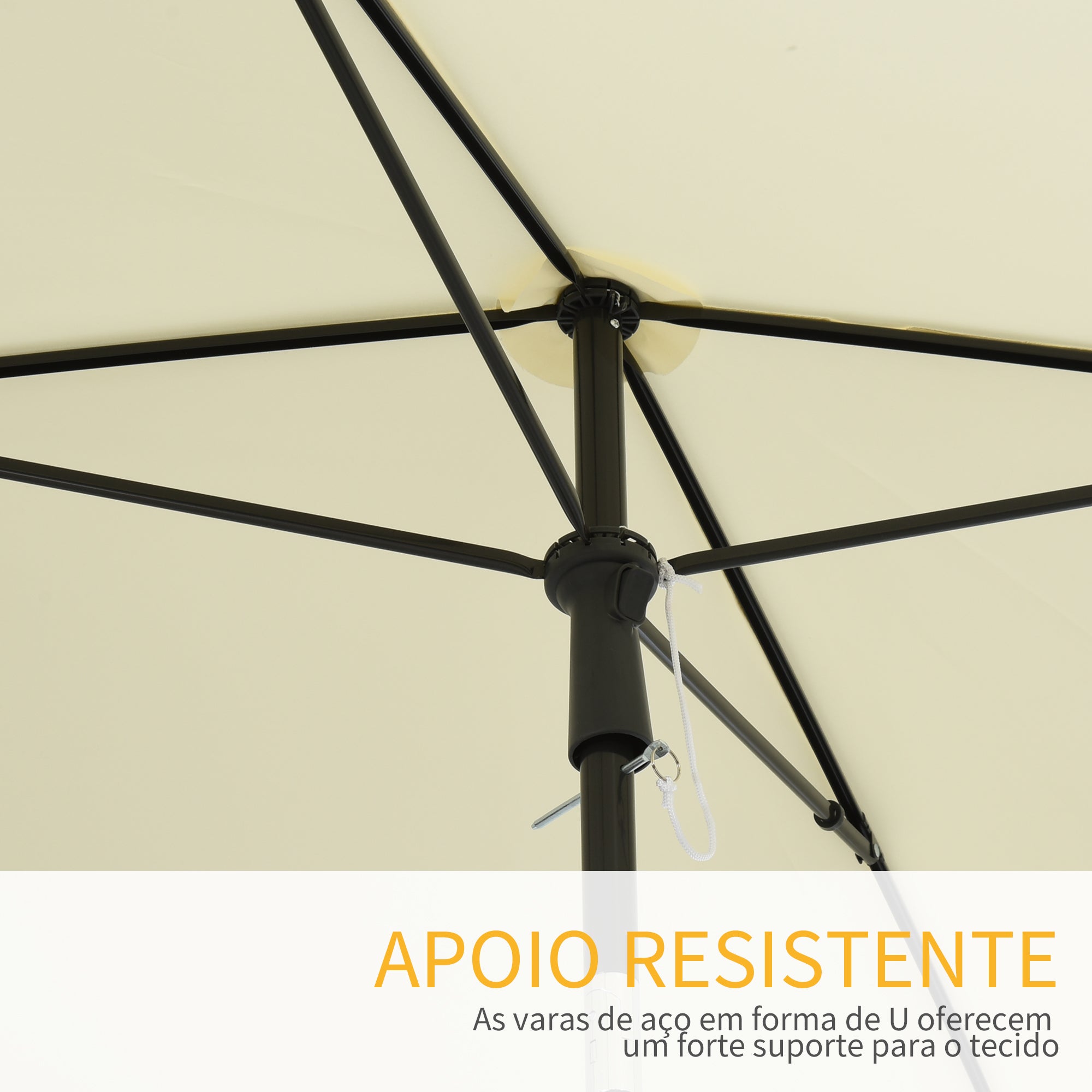 Chapéu de Sol Retangular 198x130x240 cm - Cor Creme Branco