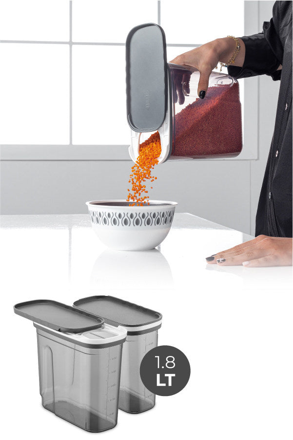 Conjunto de caixas de arrumação (2 peças) – 9,5 x 19,5 x 26 cm – Antracite – 100% plástico