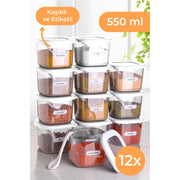 Conjunto de caixas de armazenamento (12 peças)-BNMPOLYWS12-Branco