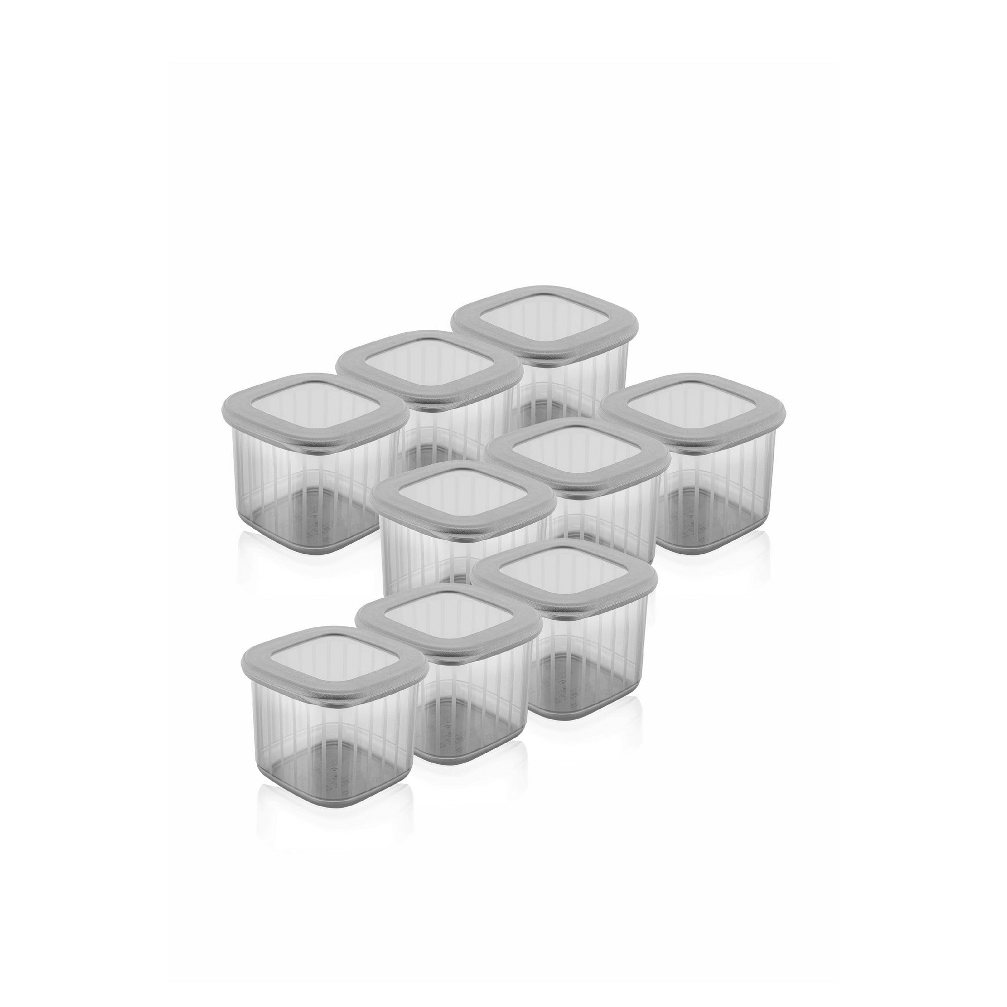 Conjunto de caixas de armazenamento – 10 x 10 x 9,5 cm – Antracite – Plástico