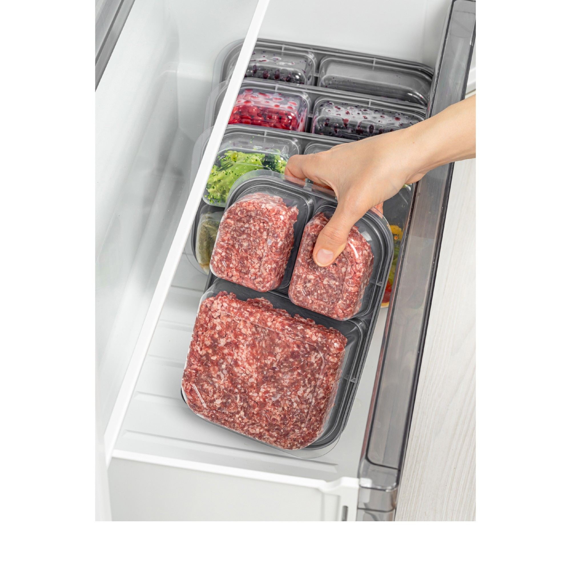 Conjunto de caixas de arrumação (8 peças) – 15 x 24 x 5 cm – Antracite – Plástico