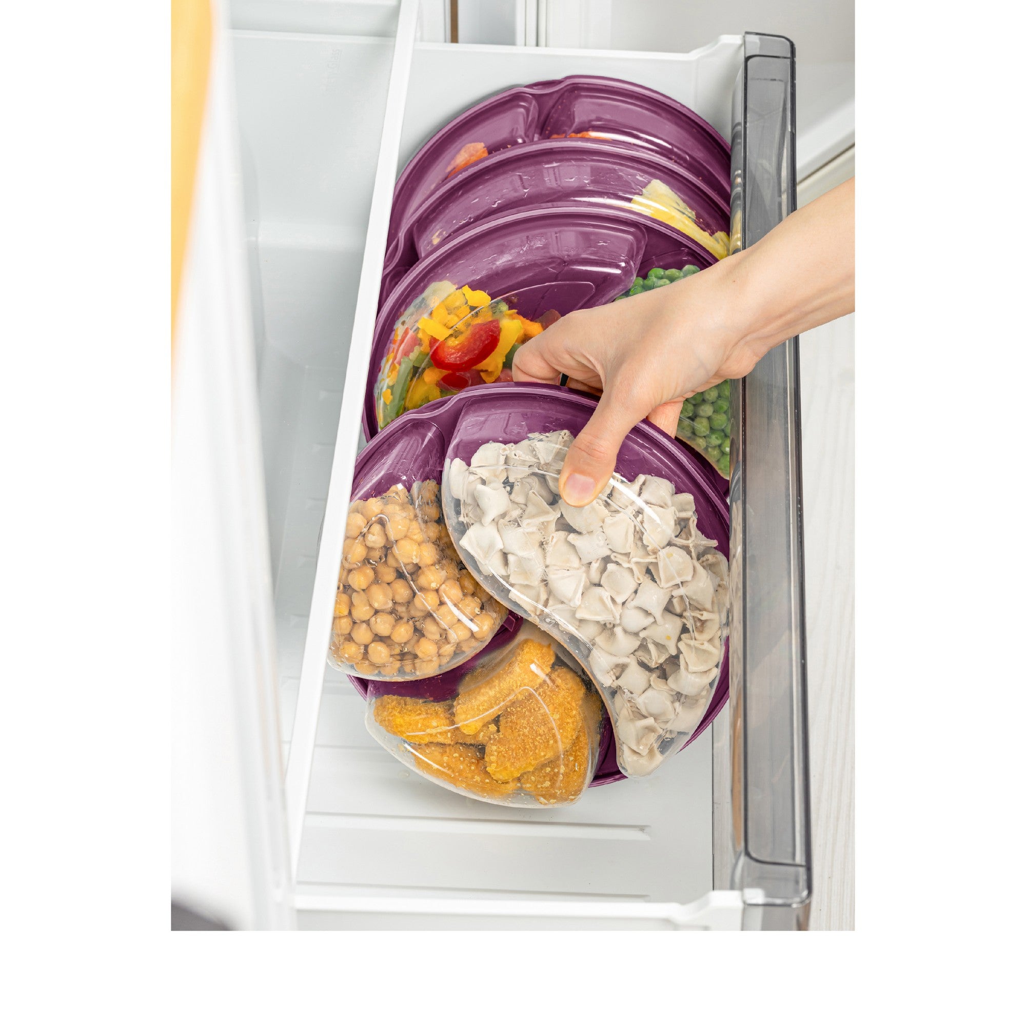 Conjunto de caixas de armazenamento – 21 x 21 x 5 cm – roxo – plástico