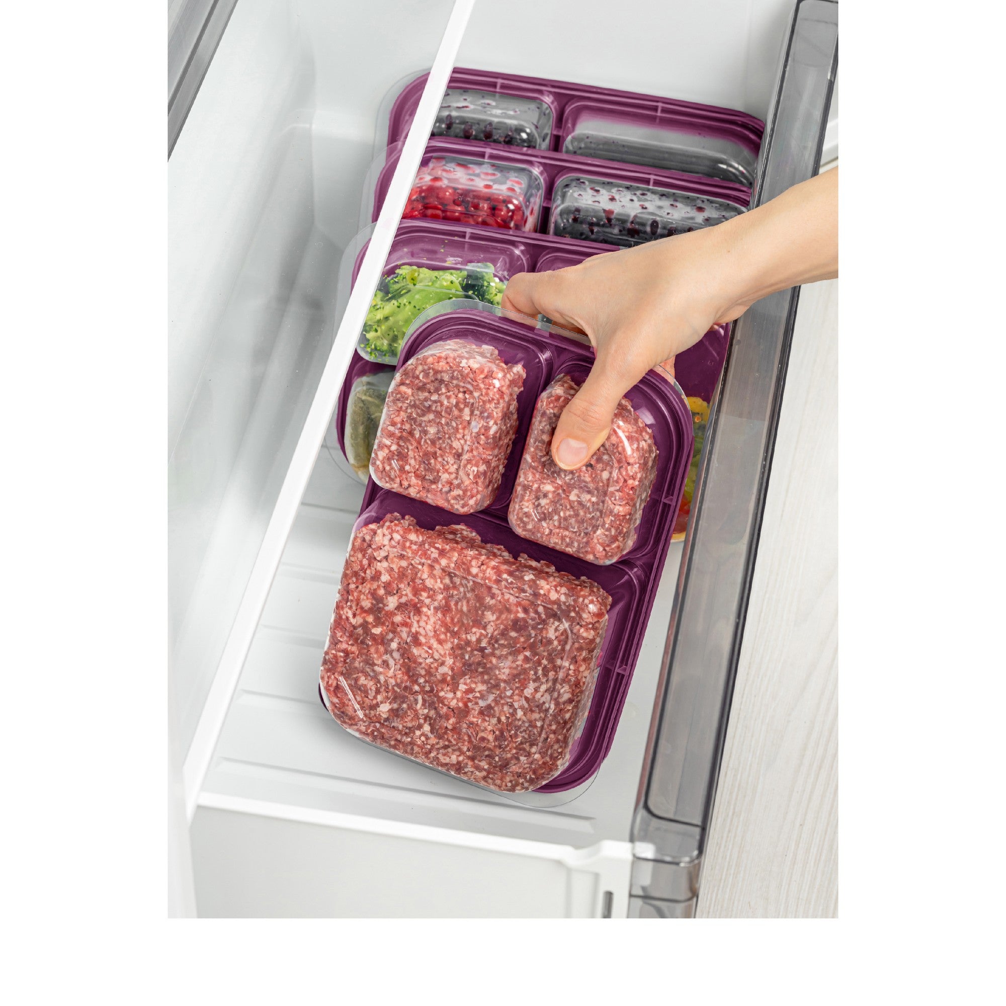 Conjunto de caixas de armazenamento – 15 x 24 x 5 cm – Roxo – Plástico