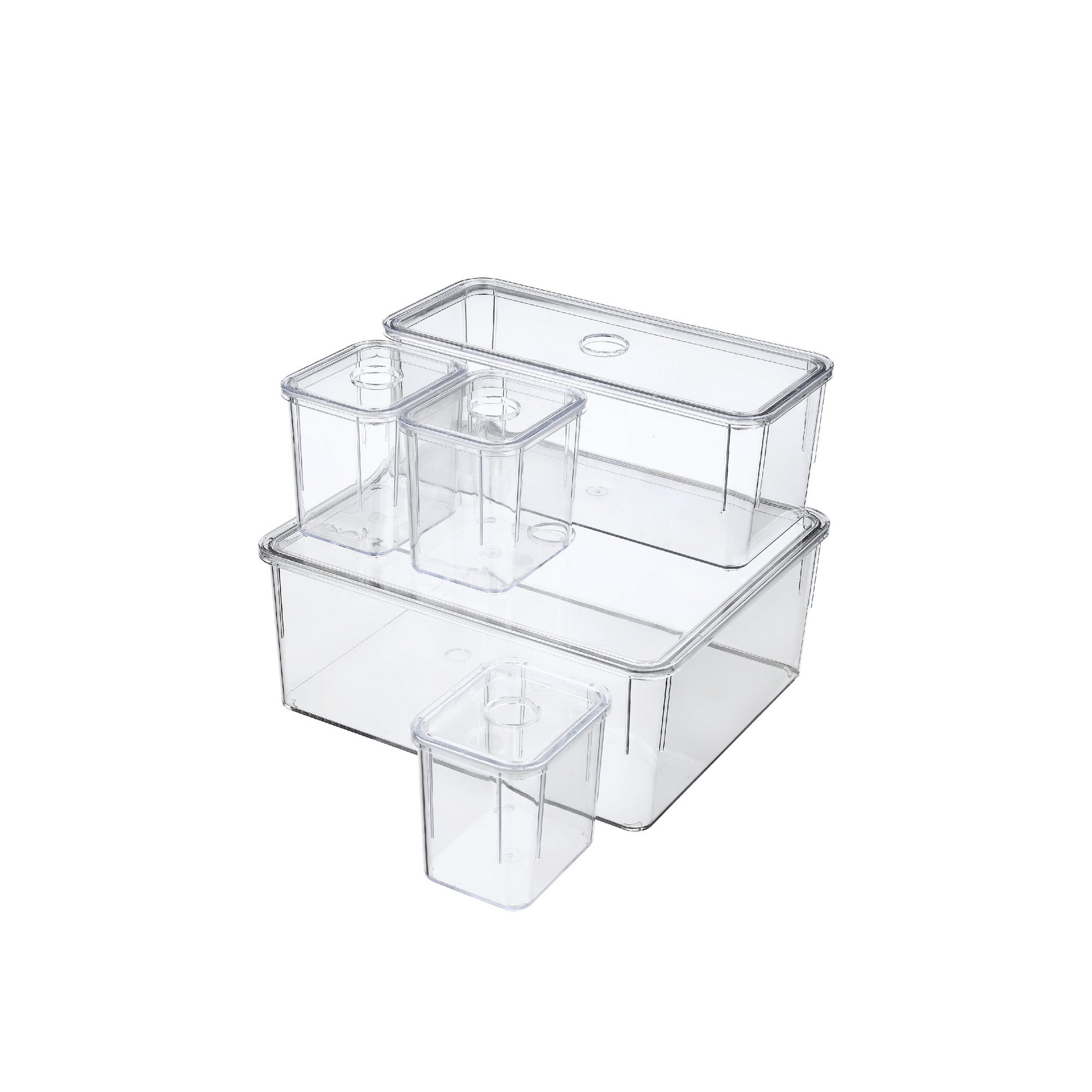 Conjunto de caixas de armazenamento (5 peças)-5Lıkutu-Transparente
