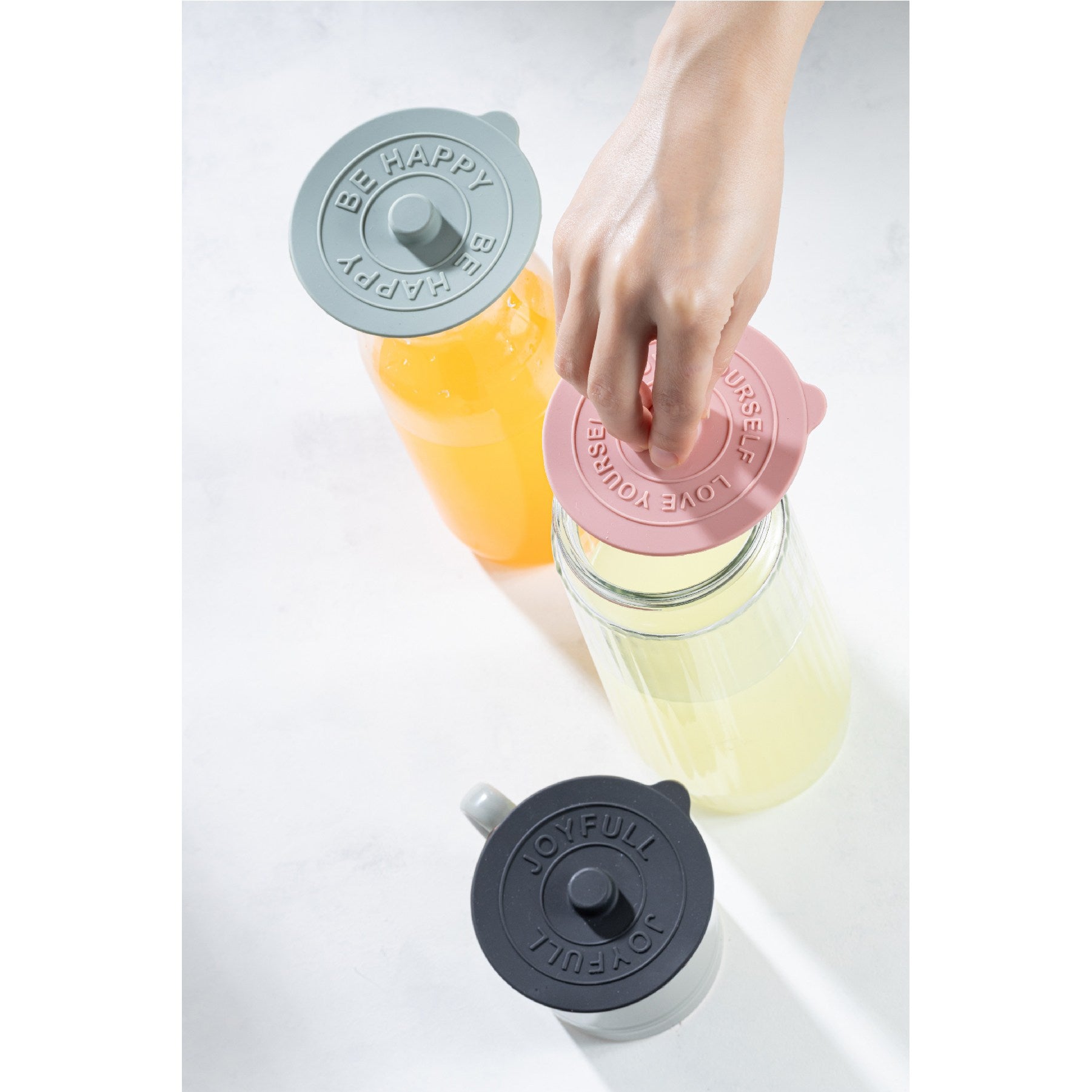 Conjunto de tampas de garrafa – 10 x 10 cm – Multicolorido – Silicone