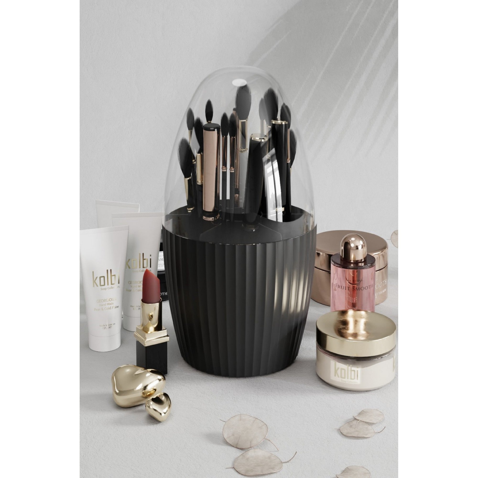 Organizador de maquilhagem – 24 x 24 x 13 cm – Antracite – Plástico