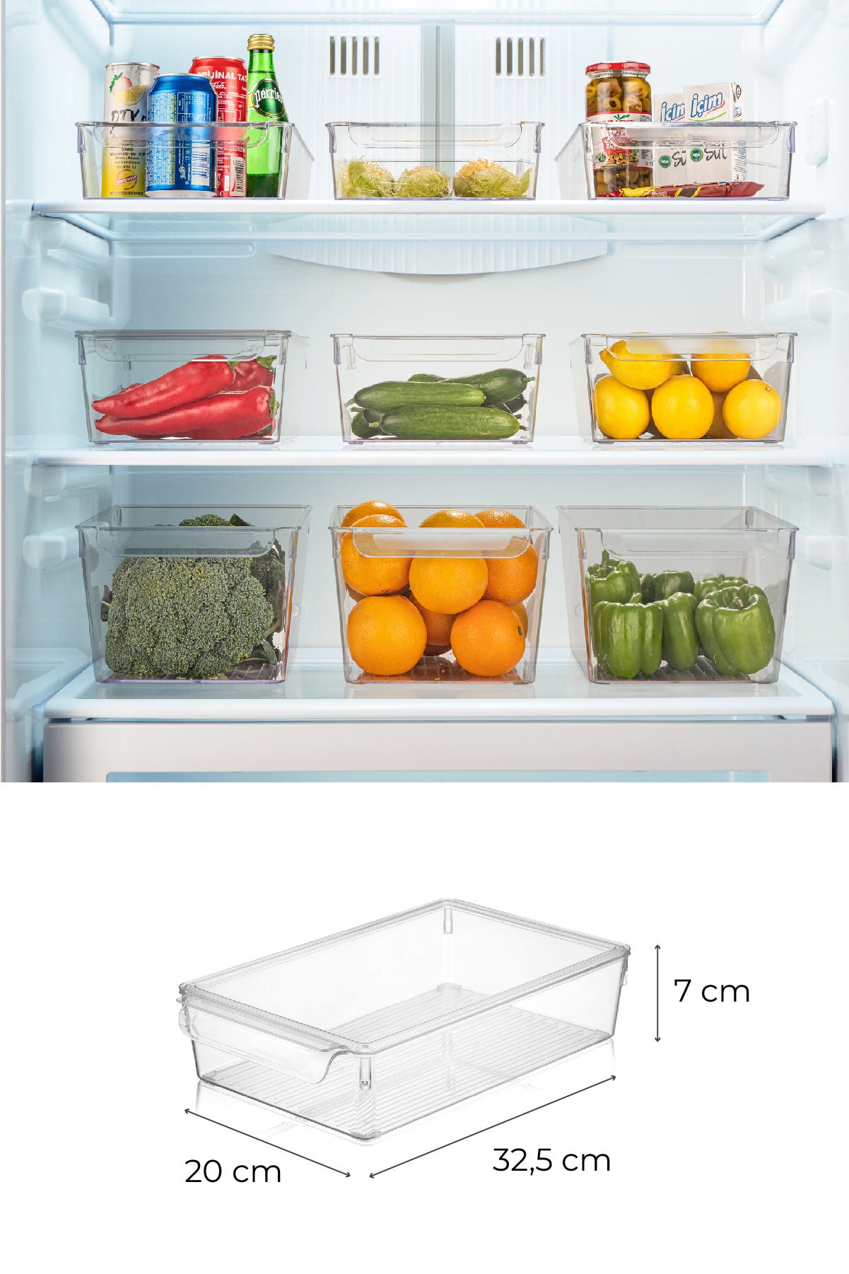 Conjunto organizador de geladeira (3 peças)-729-Transparente