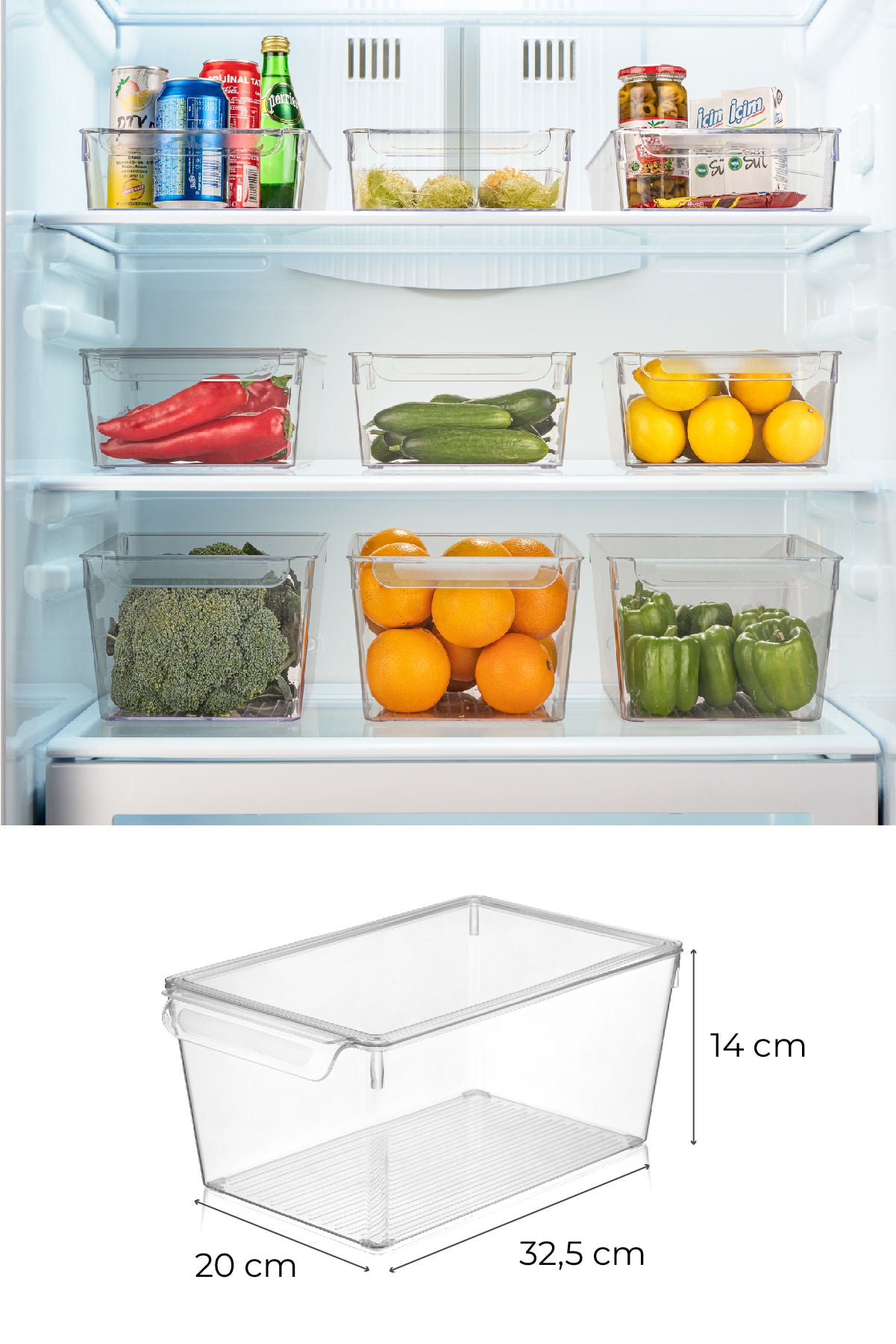 Conjunto organizador de geladeira (3 peças)-731-Transparente