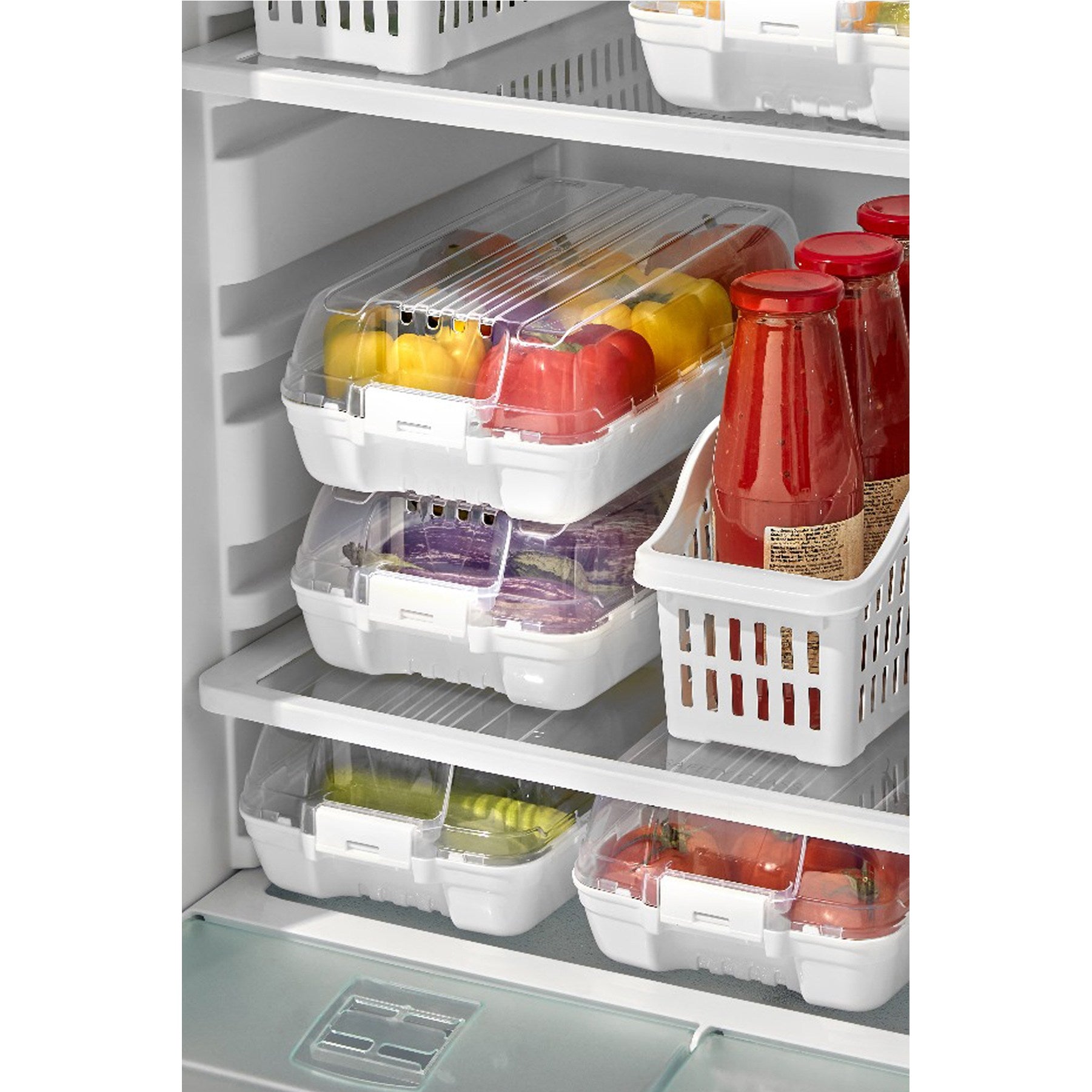 Conjunto organizador de geladeira (4 peças)-DNY4LU-Branco