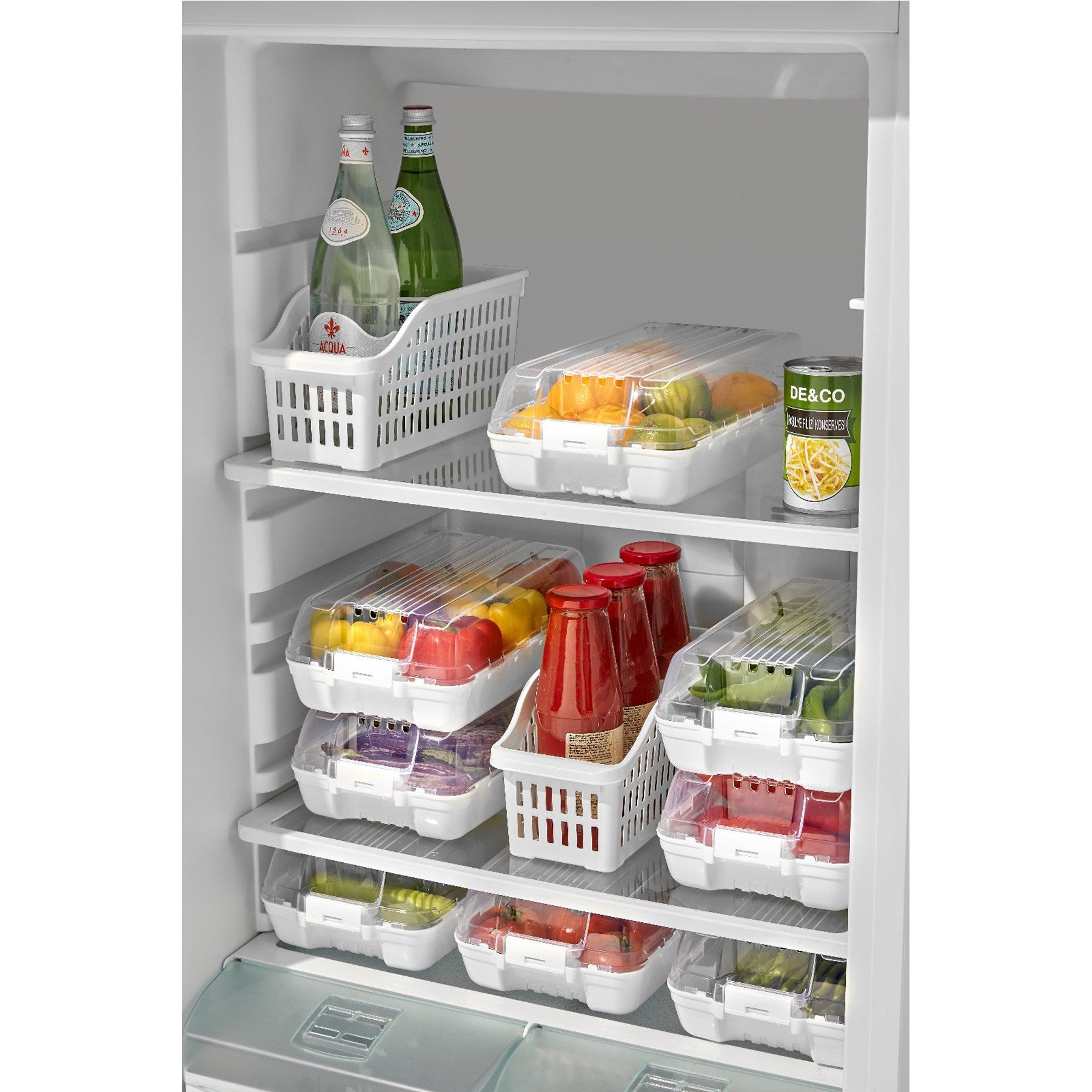 Conjunto organizador de geladeira (4 peças)-DNY4LU-Branco
