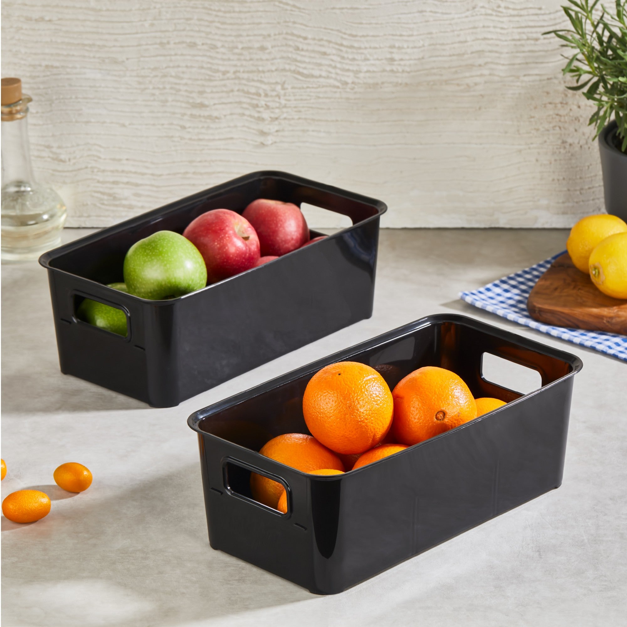 Conjunto organizador de geladeira (2 peças)-Ss2Lıbin-Preto